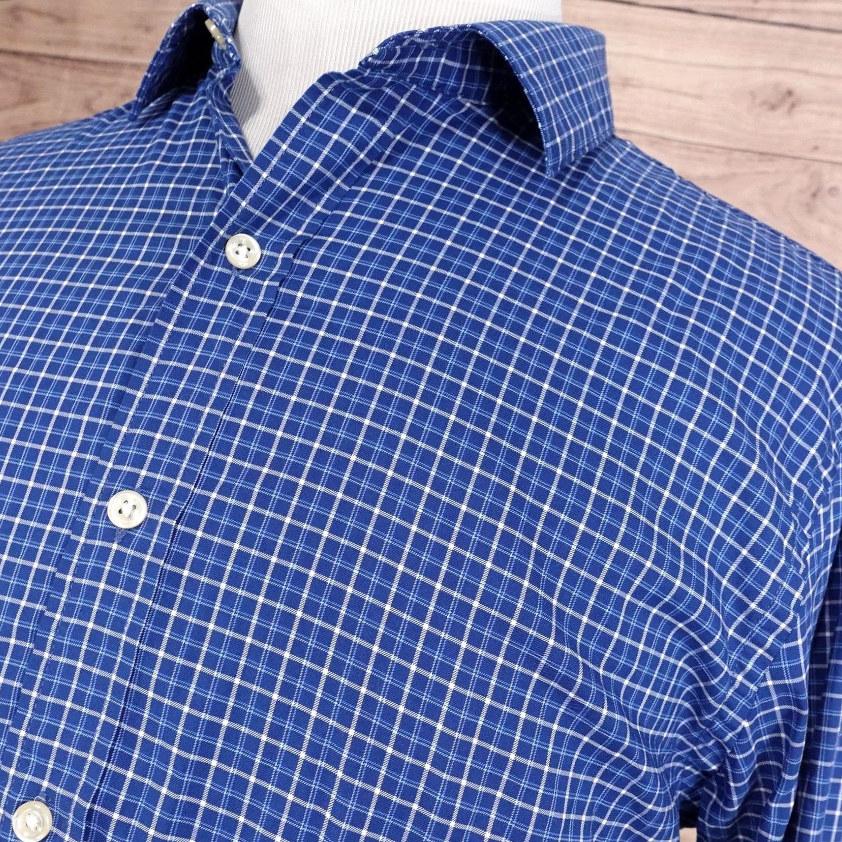 Chaps Chaps Shirt Mens XL Blue Check Long Sleeve Button-Up Performance Casual Size US XL / EU 56 / 4 - 2 Thumbnail