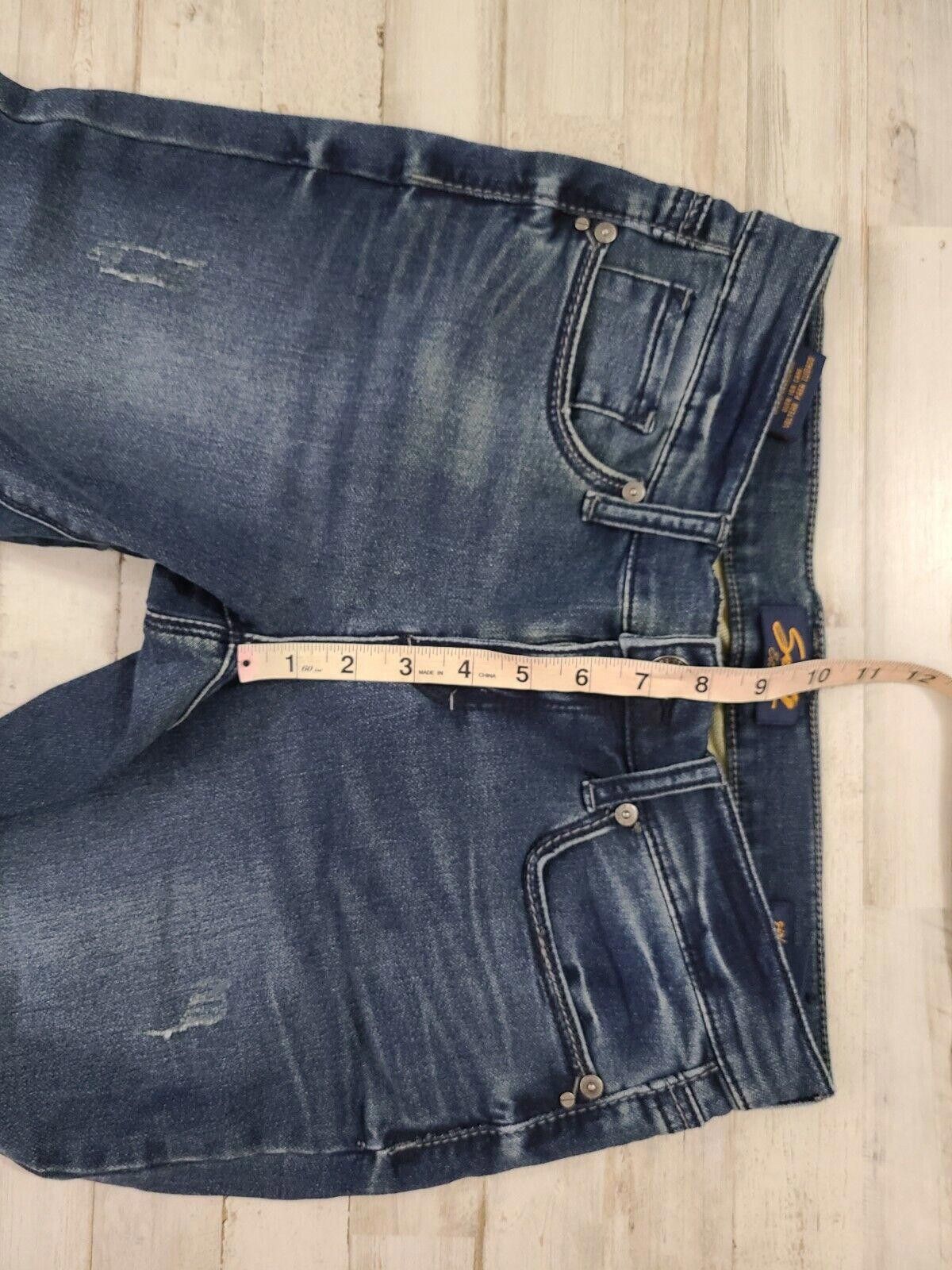 Designer Seven Jeans Size 4 Girlfriend Capris Dark Wash Distressed Size 27" / US 4 / IT 40 - 6 Thumbnail