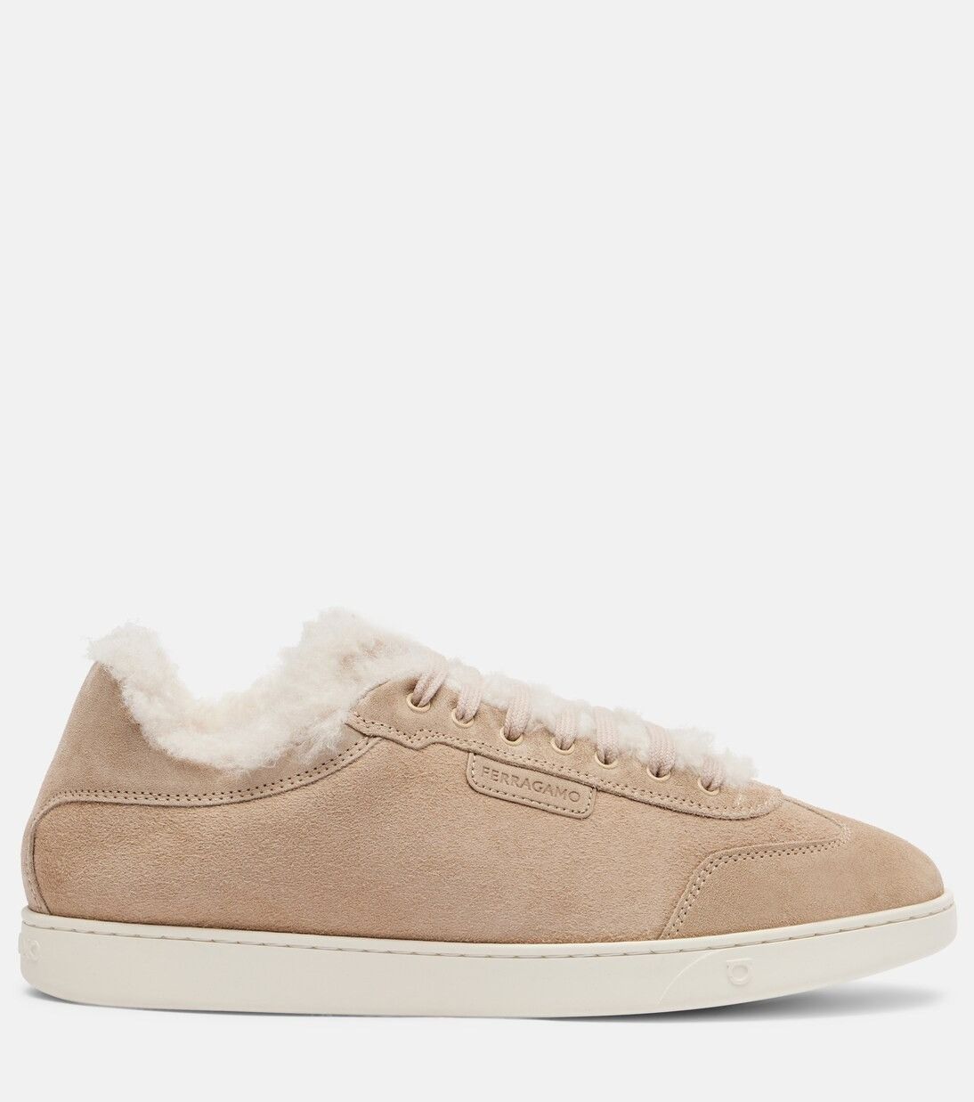 Salvatore Ferragamo o1s1rm0526 Shearling-lined Suede Sneakers in Beige Size US 7 / IT 37 - 1 Thumbnail