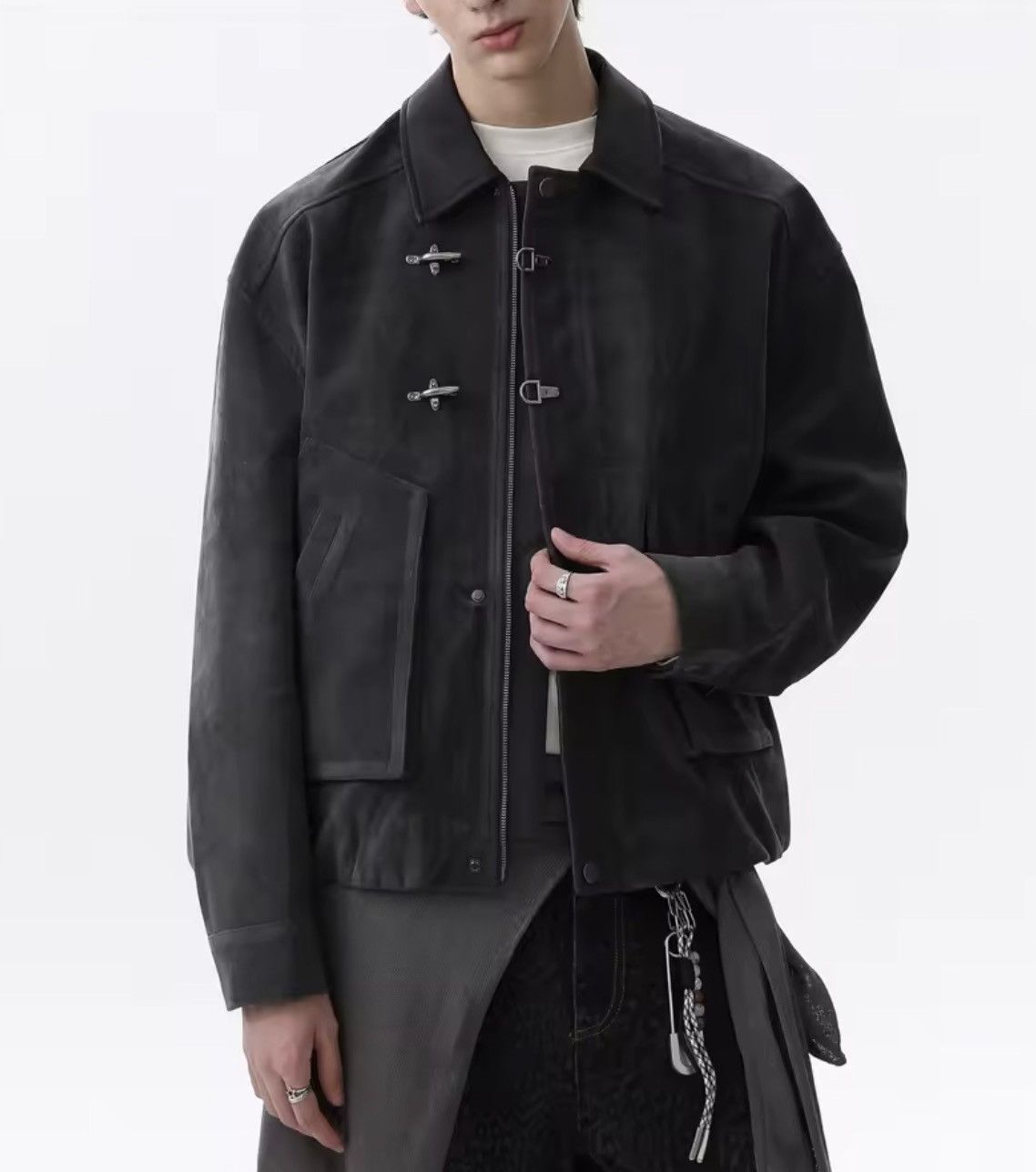 Japanese Brand Toggle Button Collar Pu Leather Jacket Size US L / EU 52-54 / 3 - 1 Thumbnail