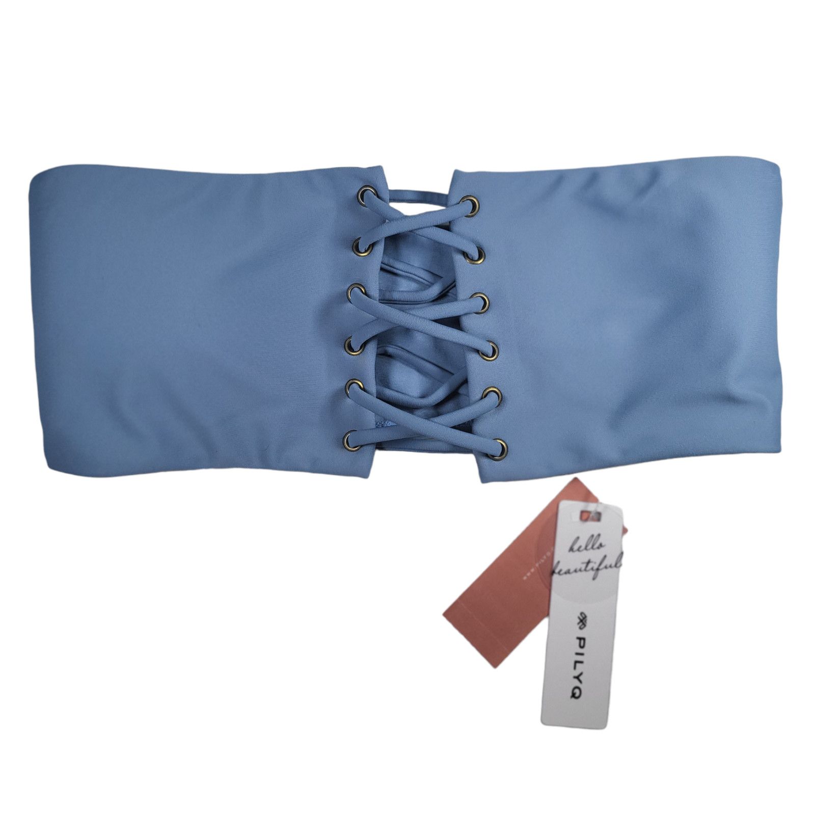 Other NWT PQ SWIM Women's Lace‎-Up Bandeau Bikini Top Sky Blue L Size L / US 10 / IT 46 - 3 Thumbnail