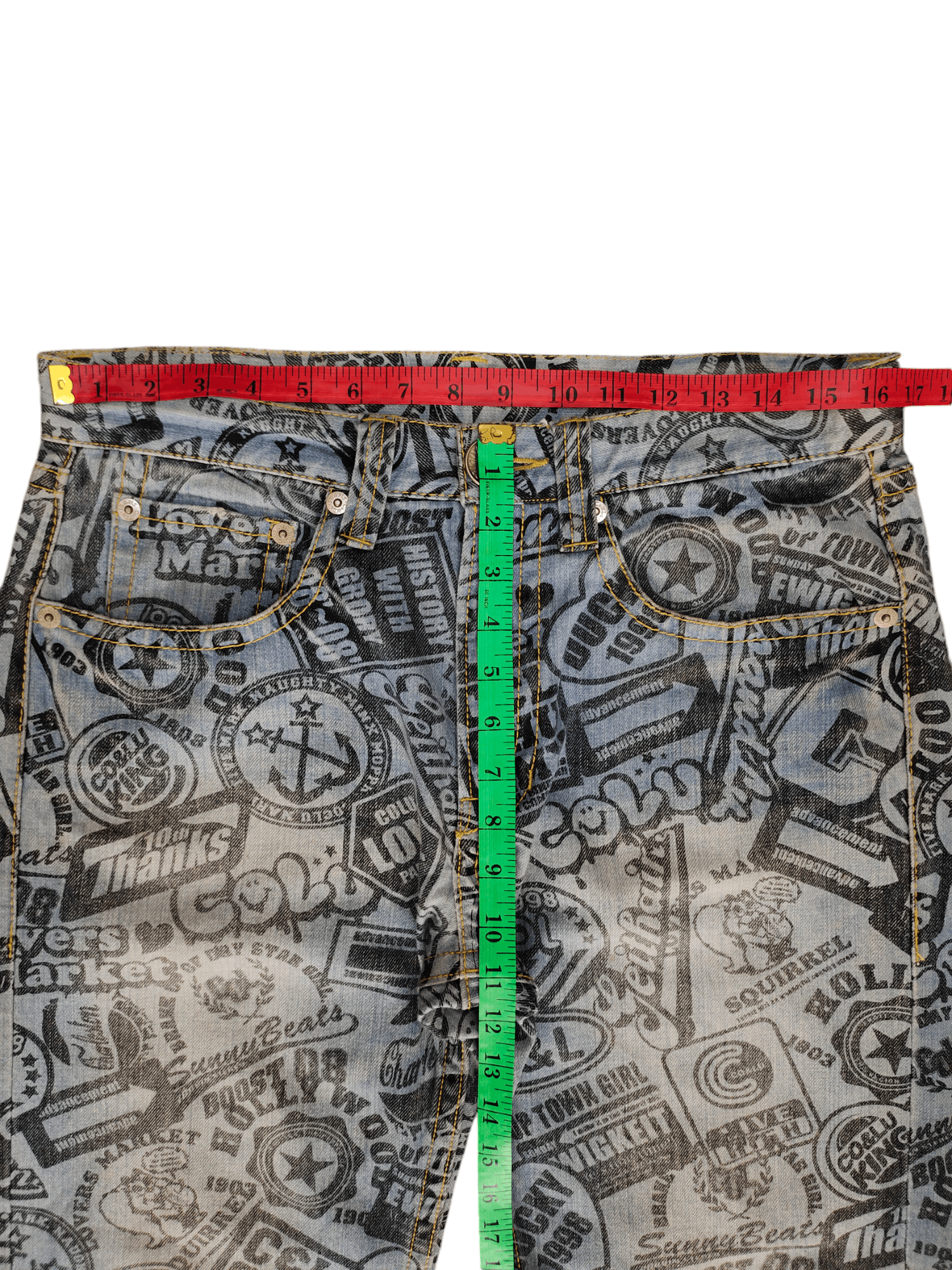 Japanese Brand Japanese Co & Lu Full Print Hysteric Glamour Style Jeans Size US 33 - 8 Thumbnail
