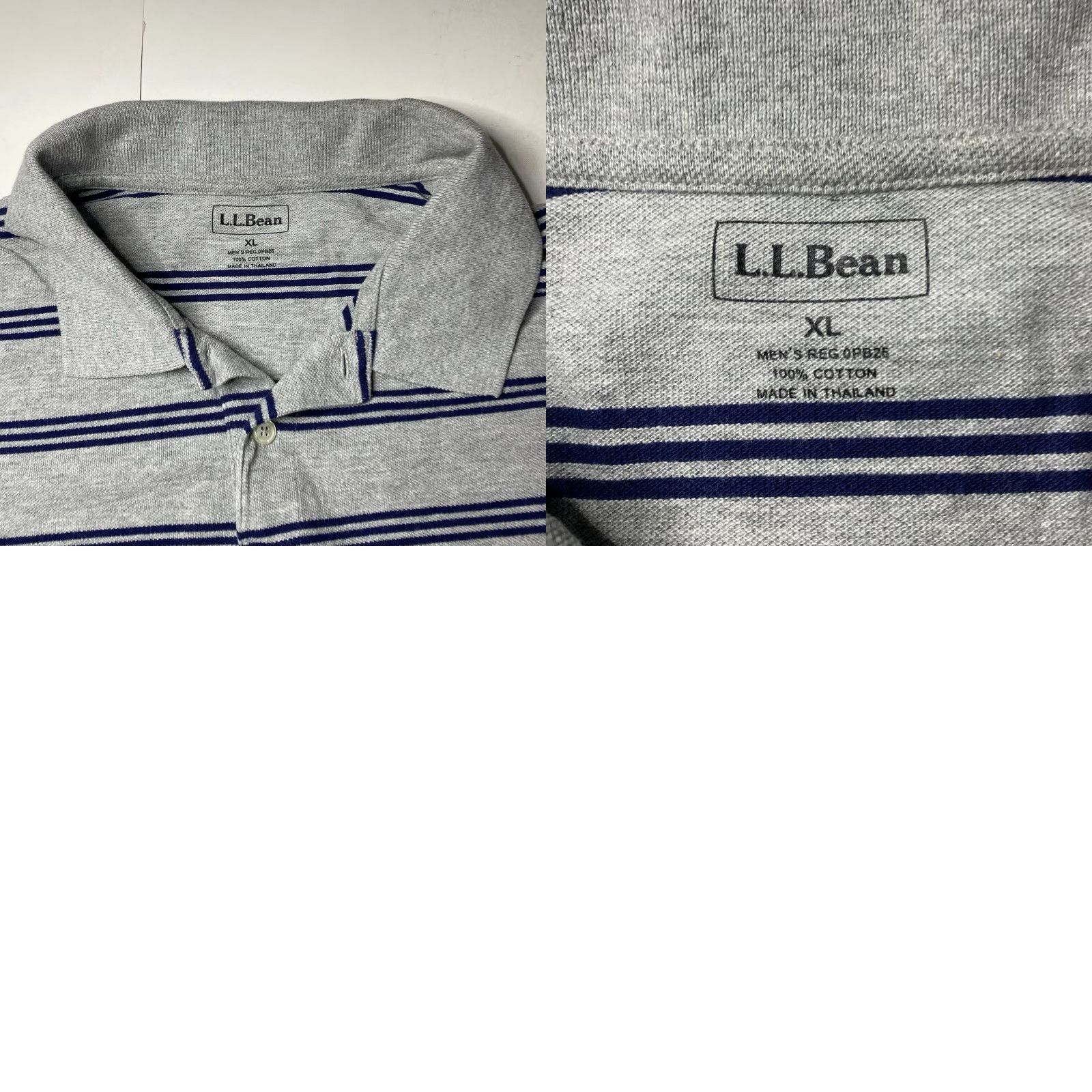 Vintage VINTAGE LL Bean Polo Shirt Mens XL Gray Striped 0PB25 Size US XL / EU 56 / 4 - 8 Thumbnail