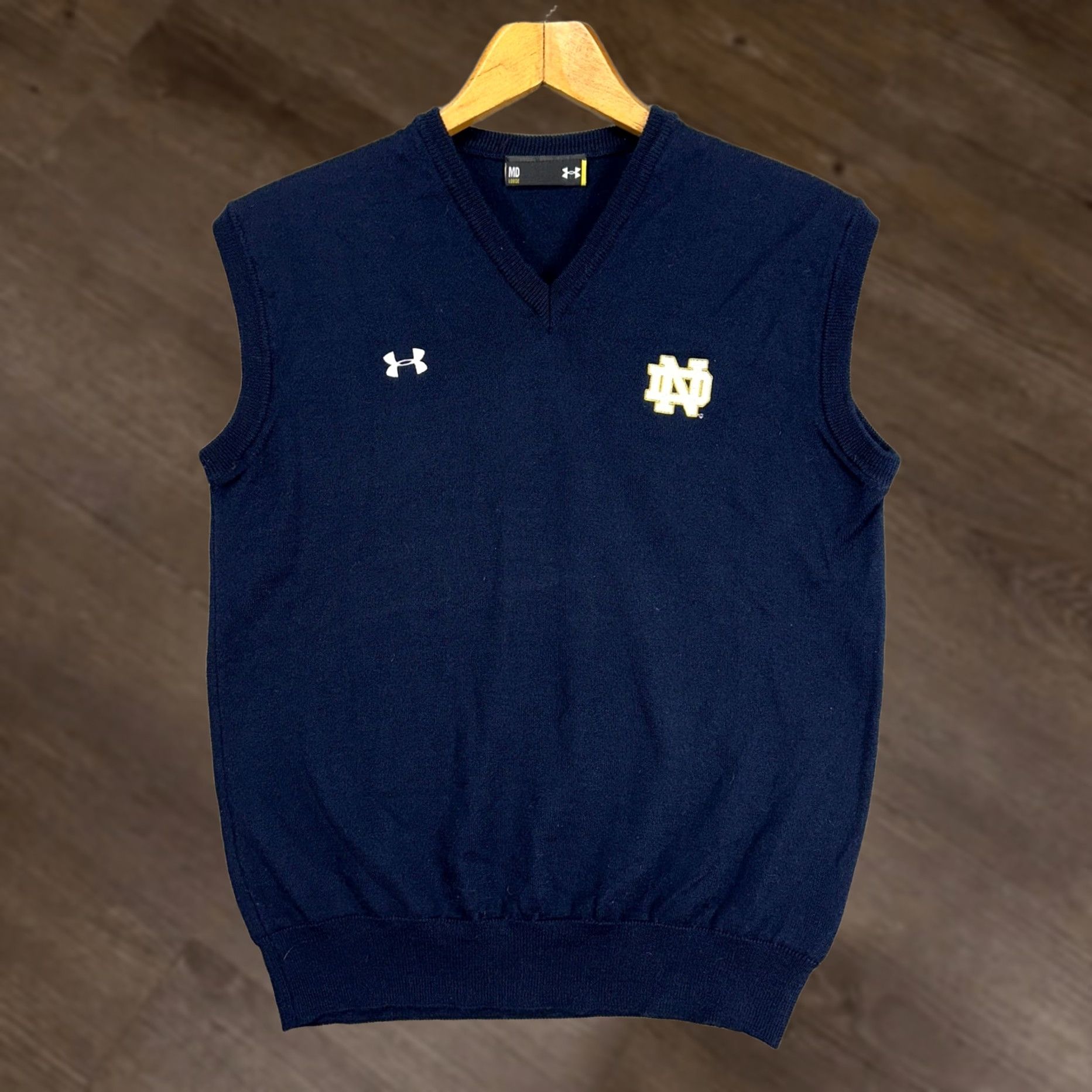 Under Armour Notre Dame Fighting Irish Vest Mens Medium Blue Wool Under Armour Vest Wool Knit Pullover V-Neck Wool Logo Size US M / EU 48-50 / 2 - 1 Thumbnail