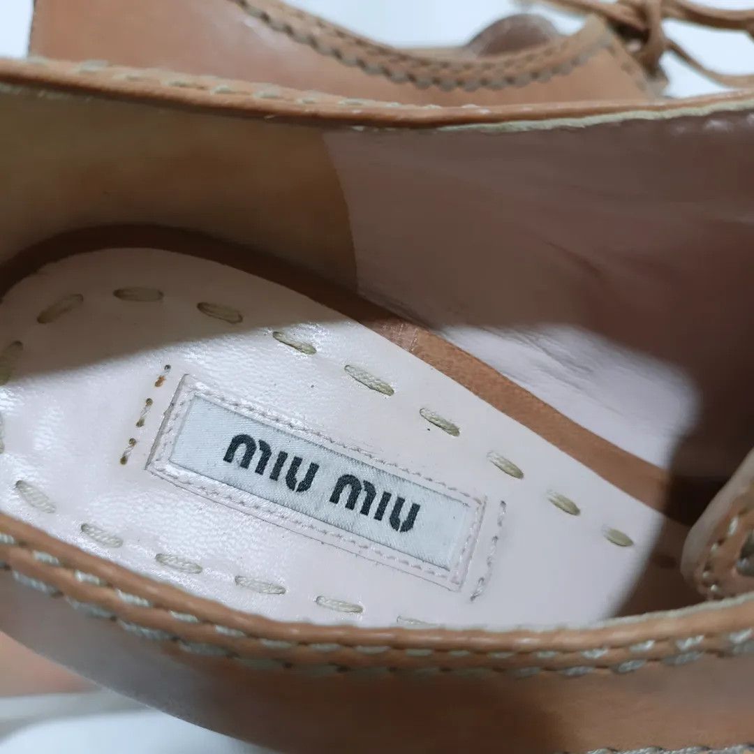 Miu Miu Miu Miu Leather Lace Up Wedges / Womens Boots Size US 10.5 / IT 40.5 - 5 Thumbnail