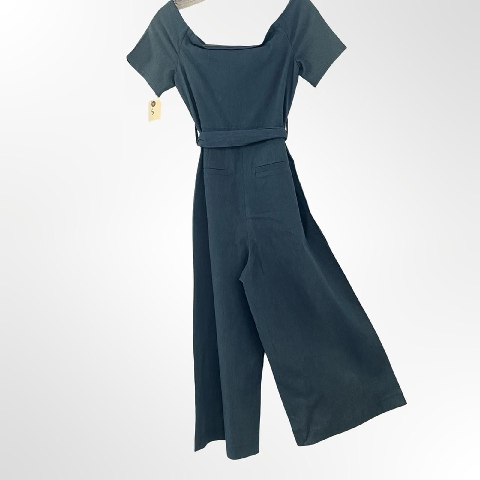 Essentials essue Short-Sleeve Wide-Leg Belted Jumpsuit with Front Zip Size 28" / US 6 / IT 42 - 6 Thumbnail