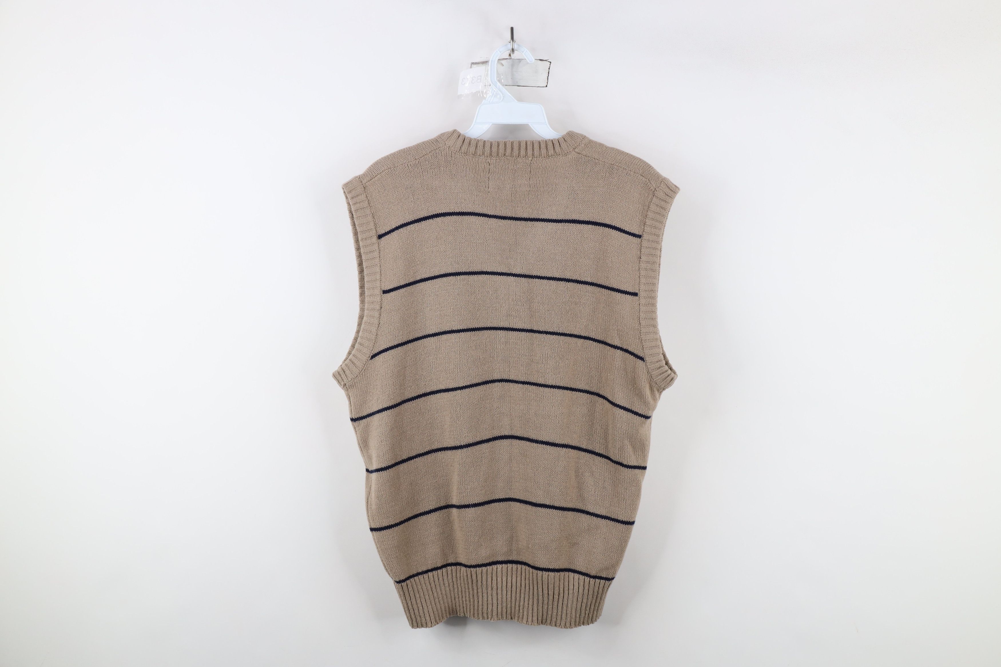 Vintage Vintage 70s Streetwear Striped V-Neck Sweater Vest Beige Size L / US 10 / IT 46 - 8 Thumbnail