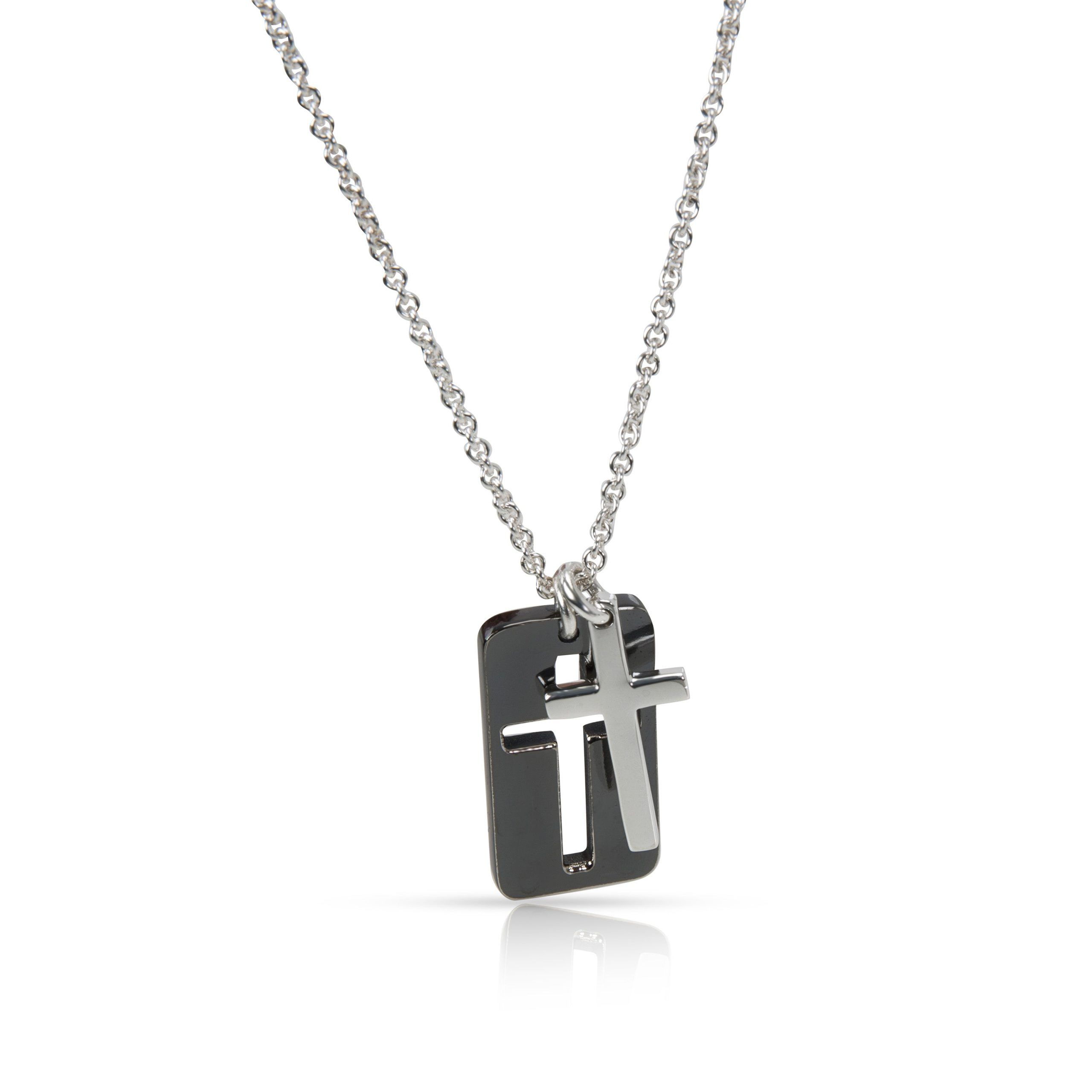 image of Tiffany Co Tiffany & Co. Cut Out Cross Necklace In Sterling Silver, Women's