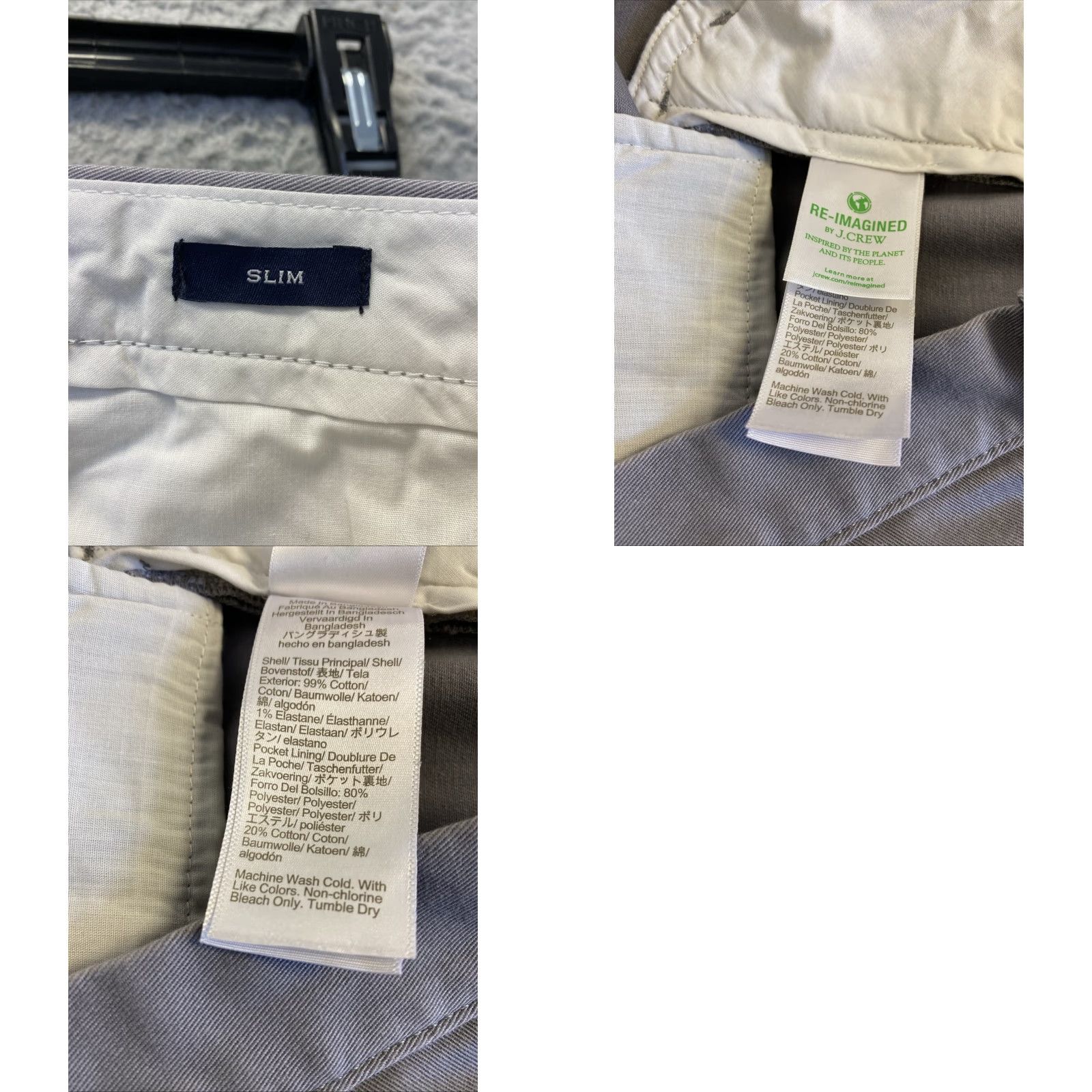 J.Crew J. Crew Men's Slim Fit Chino Pants 36x32 Gray Cotton Mid-Rise Khakis 5-Pocket Size US 36 / EU 52 - 8 Thumbnail