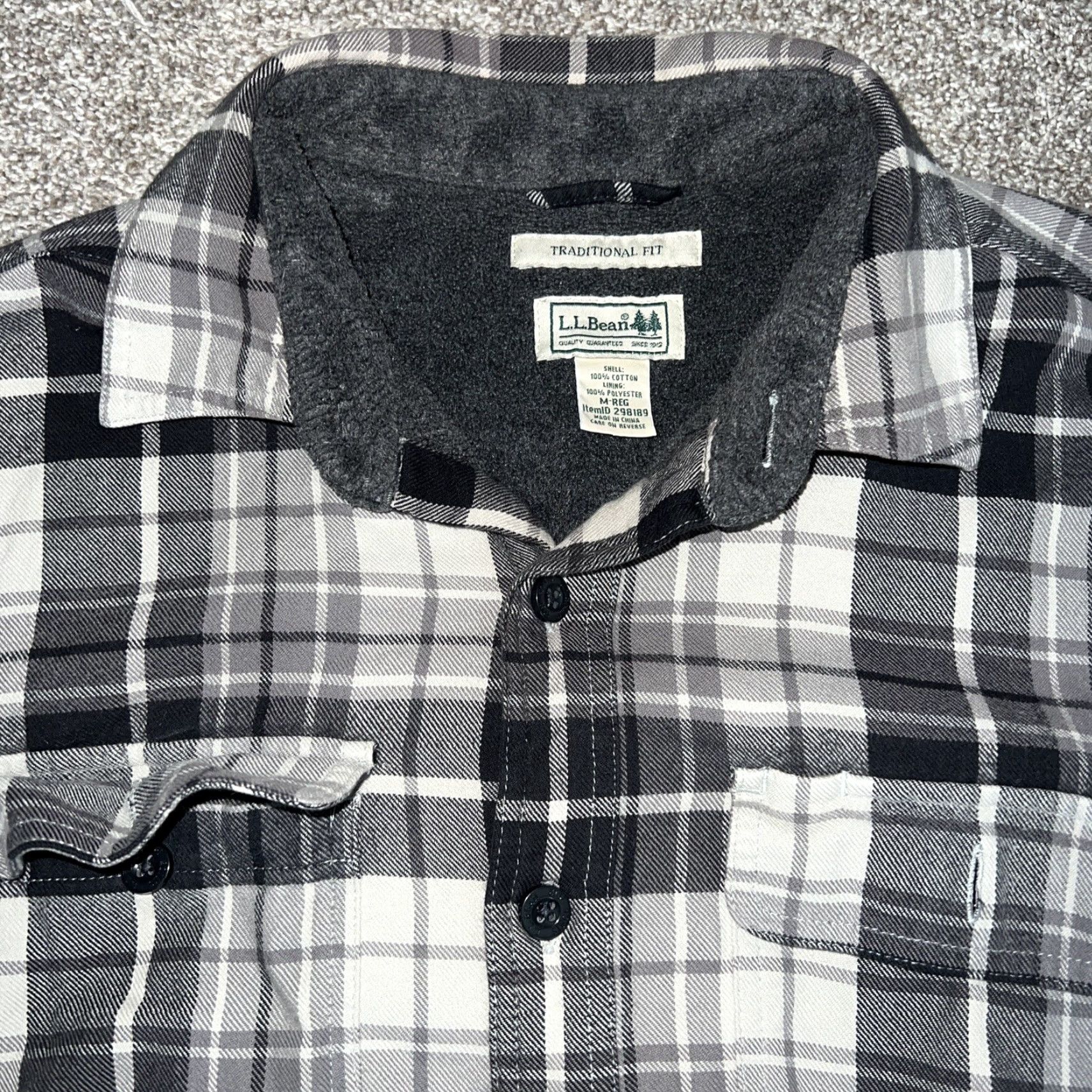 Vintage L.L. Bean Gray Plaid Fleece Lined Flannel Button-Up Shirt Mens Size M Size US M / EU 48-50 / 2 - 2 Thumbnail