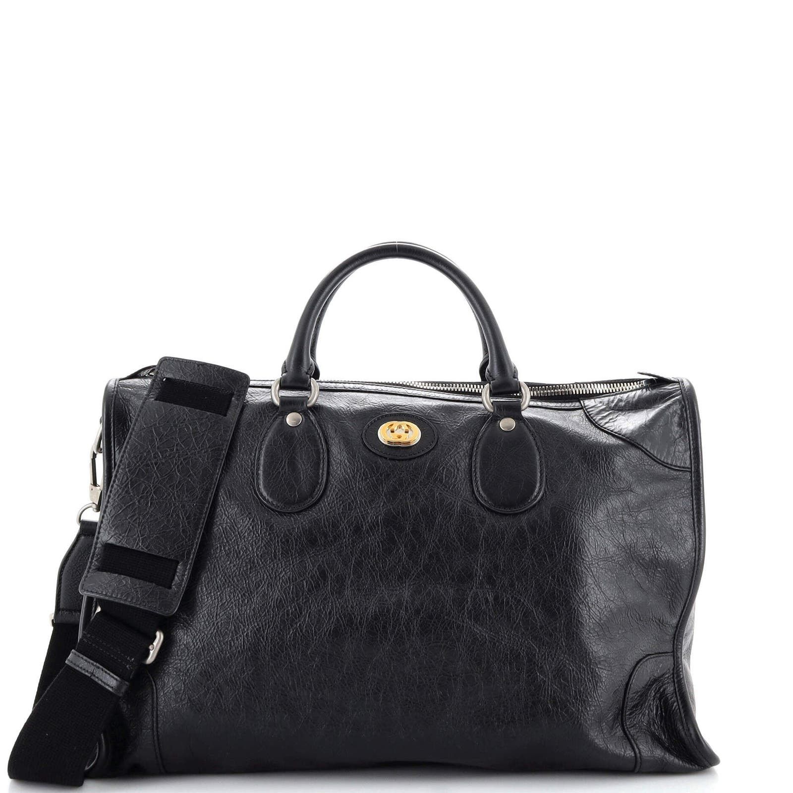 image of Gucci Morpheus Zip Convertible Duffle Bag Leather Medium in Black, Women's