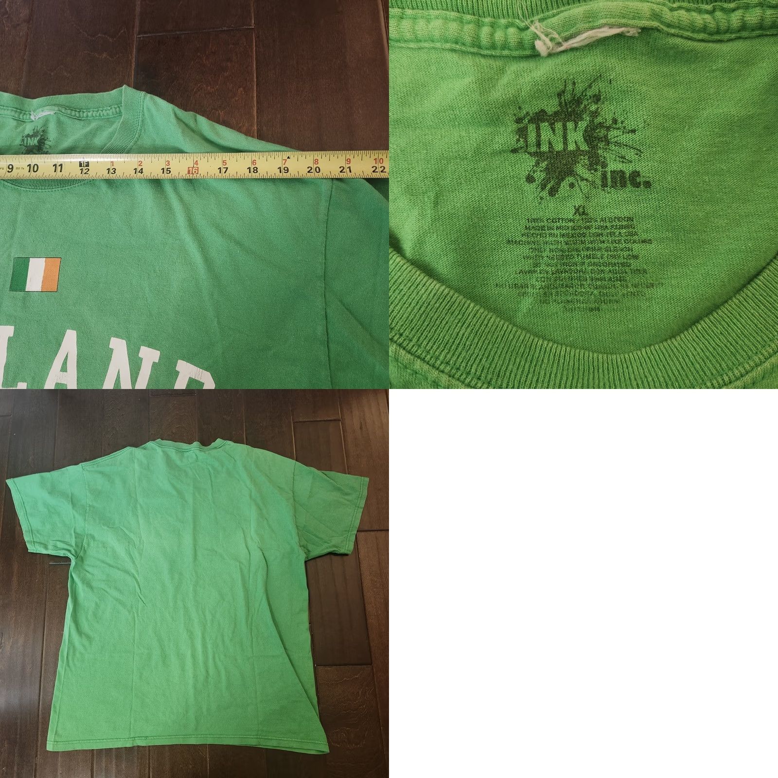 Vintage Ink Inc Ireland T Shirt Green Irish Flag Graphic Mens XL Shirt Crew Neck Short Sleeve Cotton Size US XL / EU 56 / 4 - 9 Thumbnail