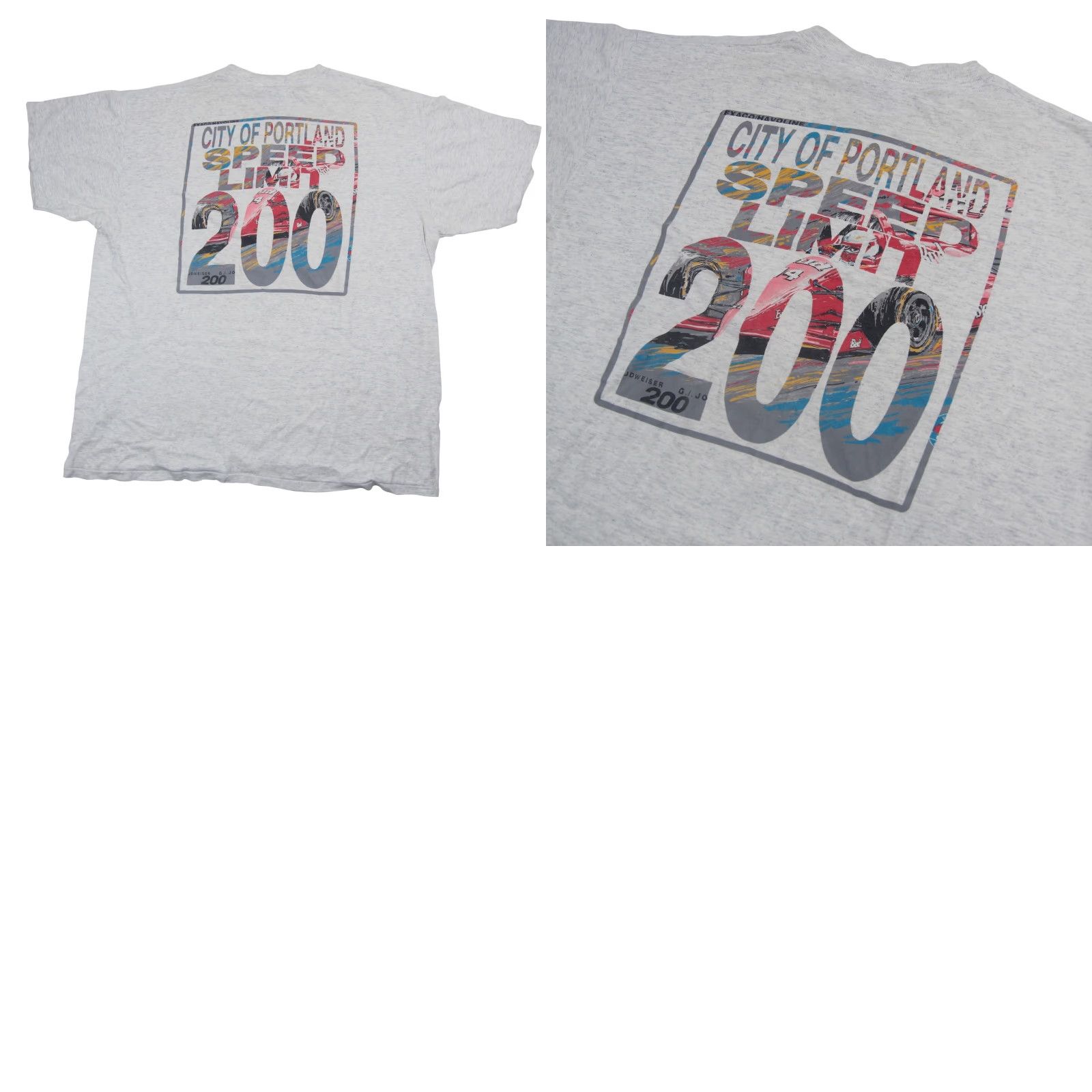 Budweiser VINTAGE Budweiser / G.I. Joe 200 Indie Racing graphic T Shirt Gray XL Mens Regular Large 200? Size US XL / EU 56 / 4 - 8 Thumbnail