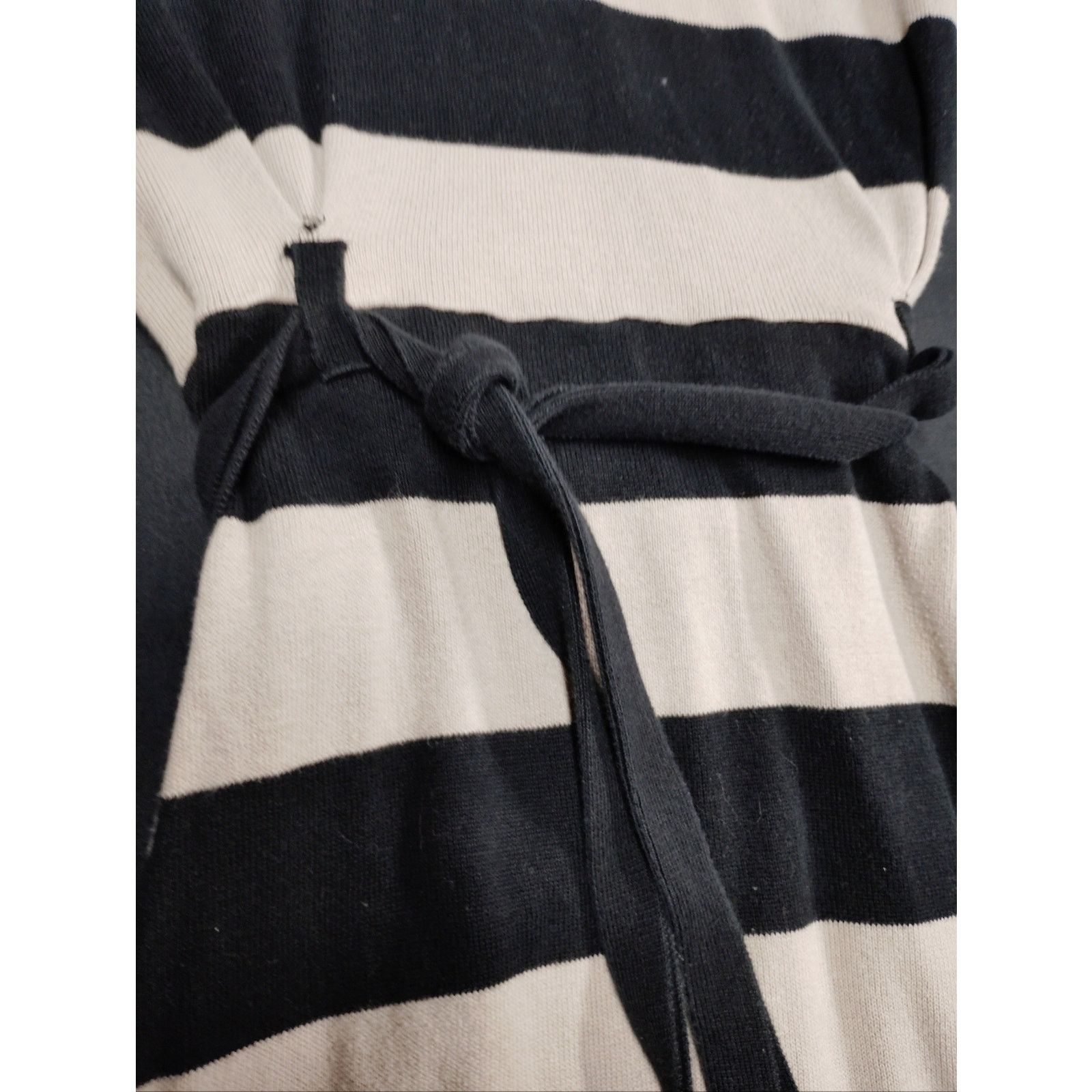 Banana Republic Banana Republic Black and Beige Striped Mini Dress Tie Waist Size S / US 4 / IT 40 - 2 Thumbnail