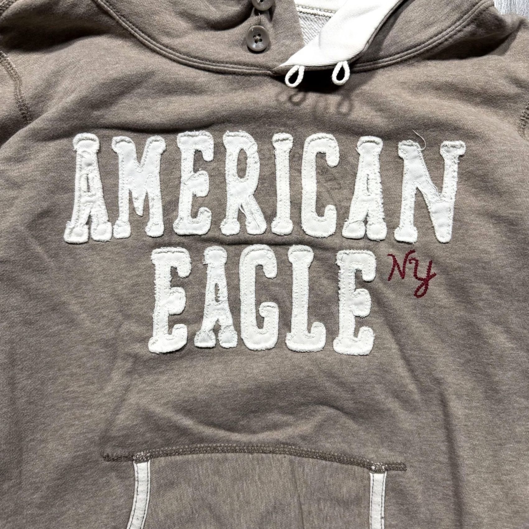 American Eagle Outfitters Y2K American Eagle Hoodie Womens Medium Brown Logo Fleece Sweatshirt Size M / US 6-8 / IT 42-44 - 4 Thumbnail