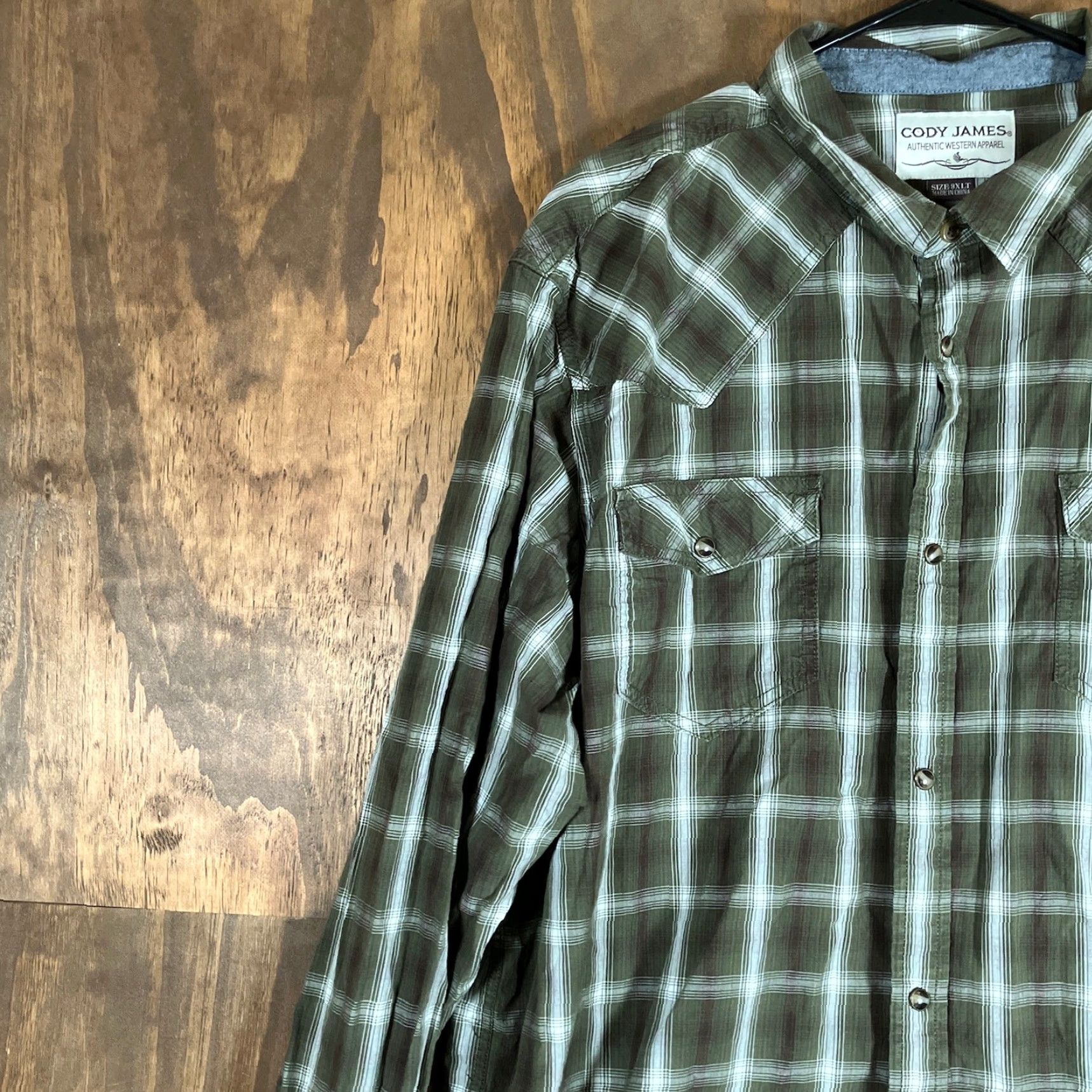 Cody James Cody James Mens Shirt Dark Green Western Plaid 3XLT Pearl Snap Button-Up Tail Tall Fit Western Shirt Size US XXL / EU 58 / 5 - 4 Thumbnail