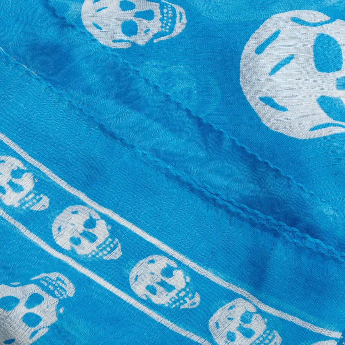 Alexander McQueen ALEXANDER MCQUEEN Blue/White Skull Printed Silk Scarf Size ONE SIZE - 4 Thumbnail