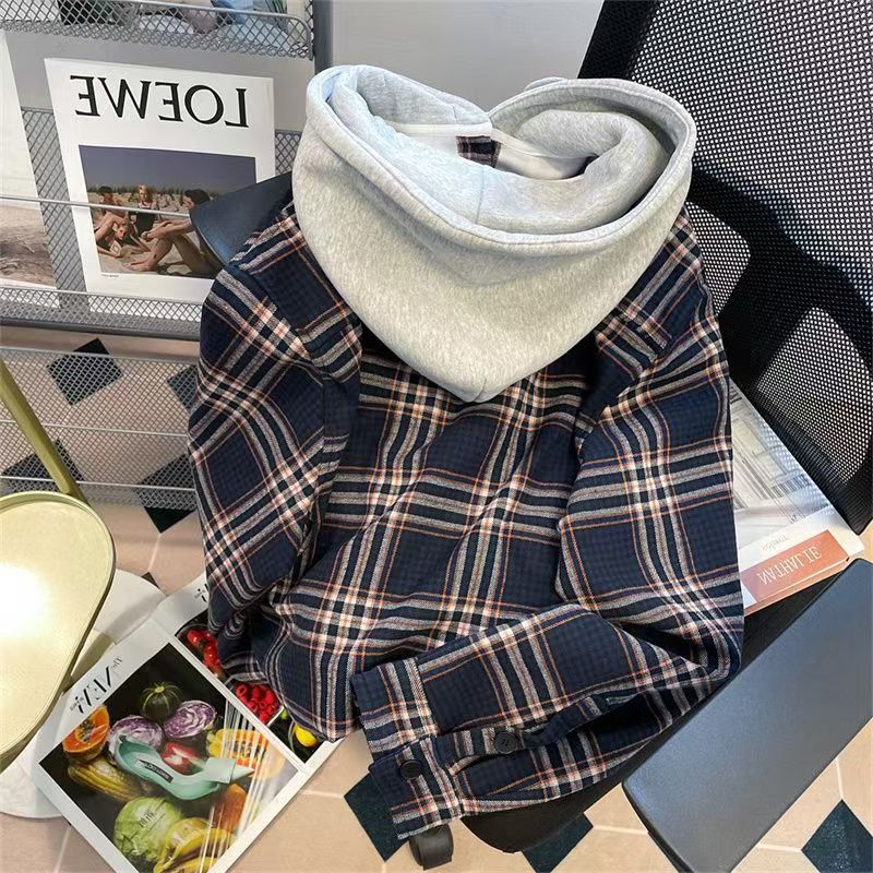 Vintage Navy Plaid Hooded Shirt Size M Size US M / EU 48-50 / 2 - 3 Thumbnail