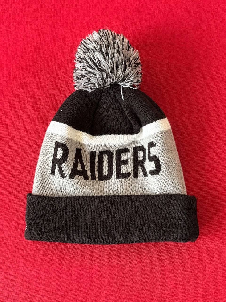 NFL Las Vegas Oakland Raiders NFL Pom Beanie Y2K Black Gray Size ONE SIZE - 4 Thumbnail
