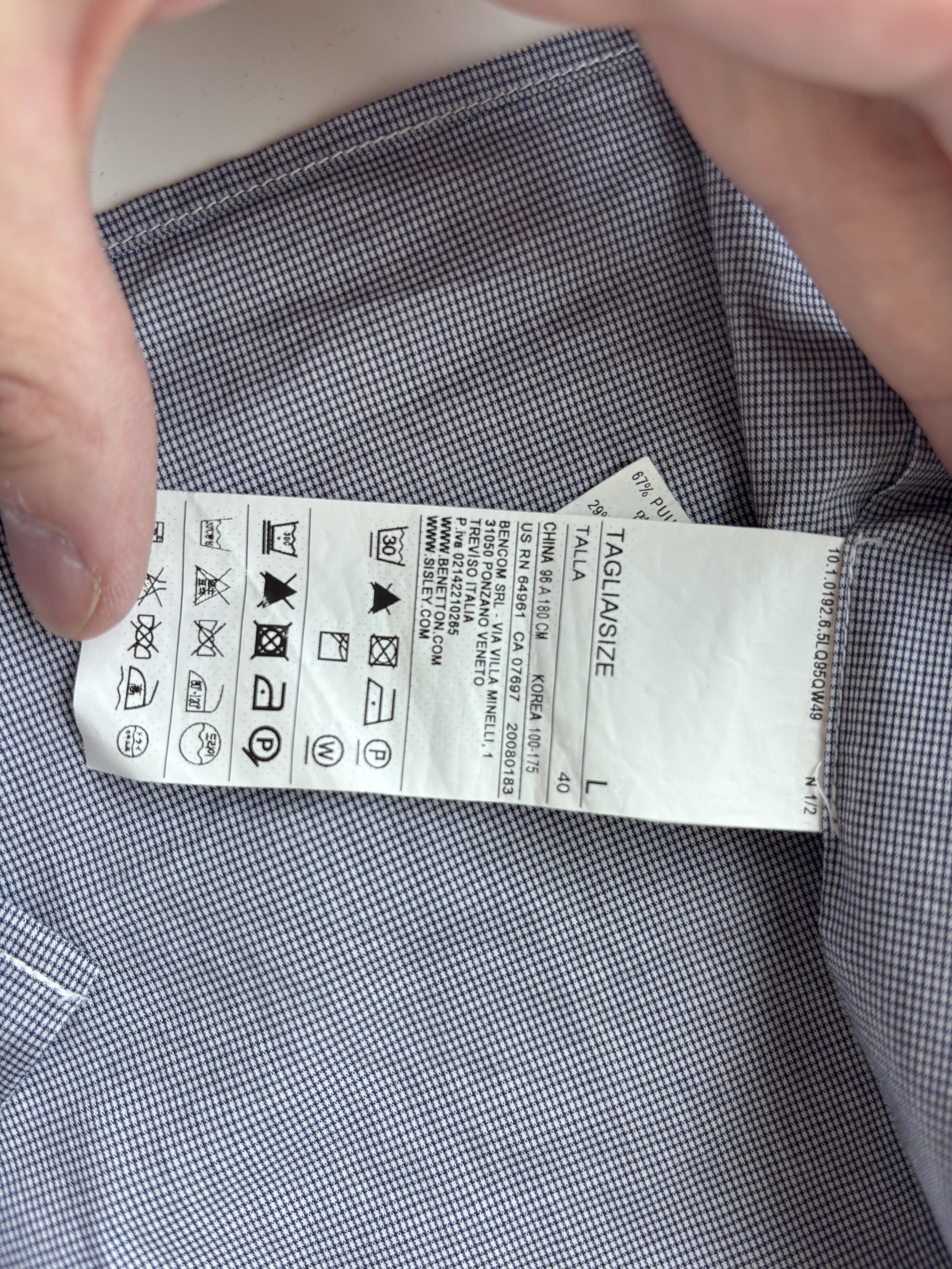 Sisley Micro-Check Dress Shirt Size US M / EU 48-50 / 2 - 3 Thumbnail