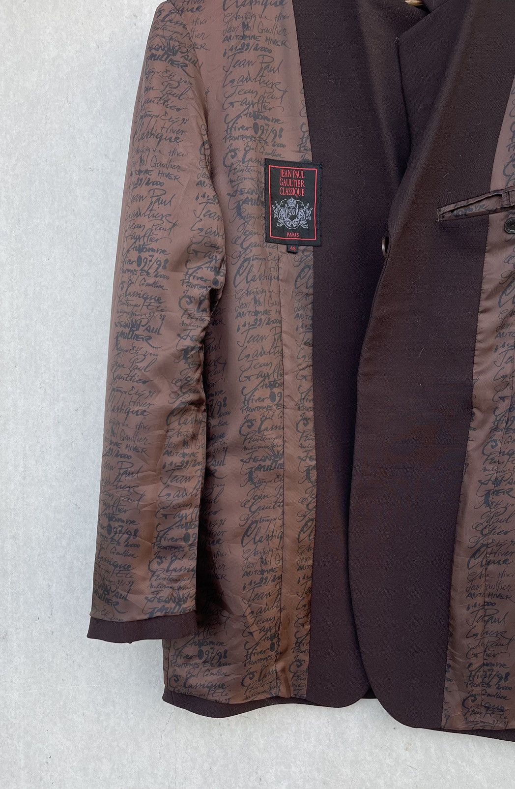 Jean Paul Gaultier 🔥A/W 1997 Jean Paul Gaultier Wool-blend Script Print Jacket Size US M / EU 48-50 / 2 - 14 Thumbnail
