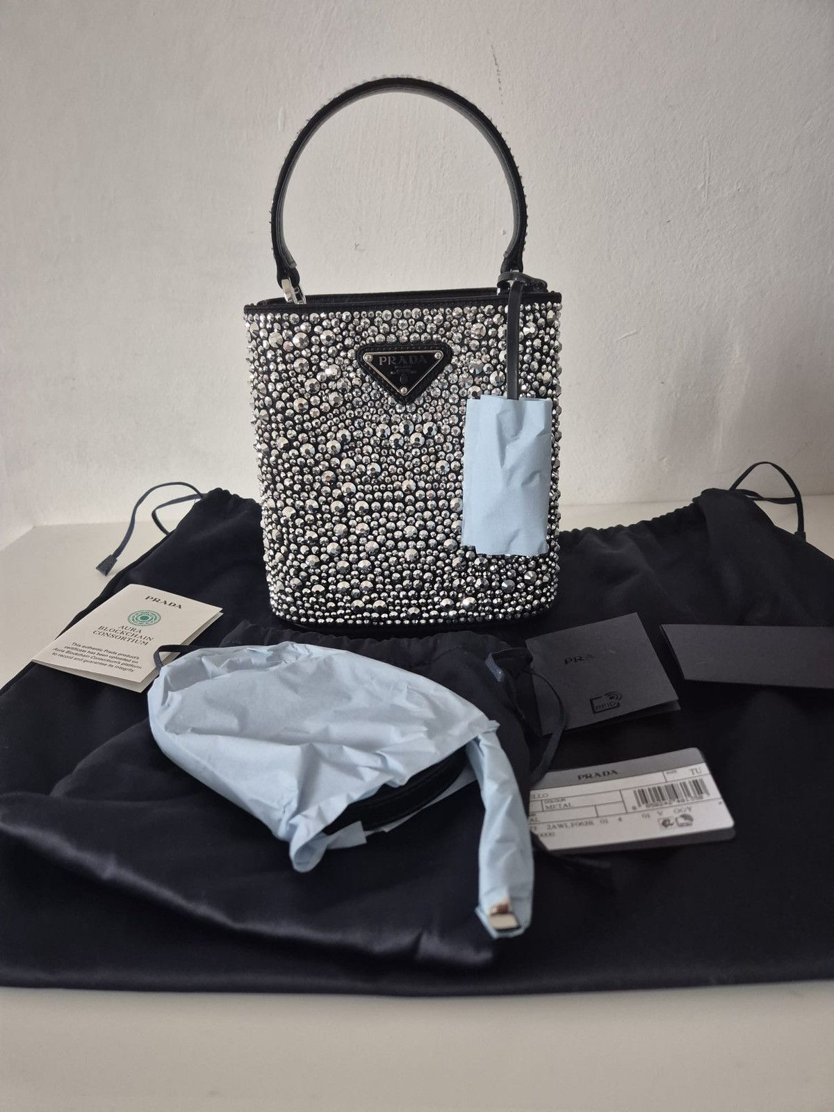 Prada Panier satin bag with crystals