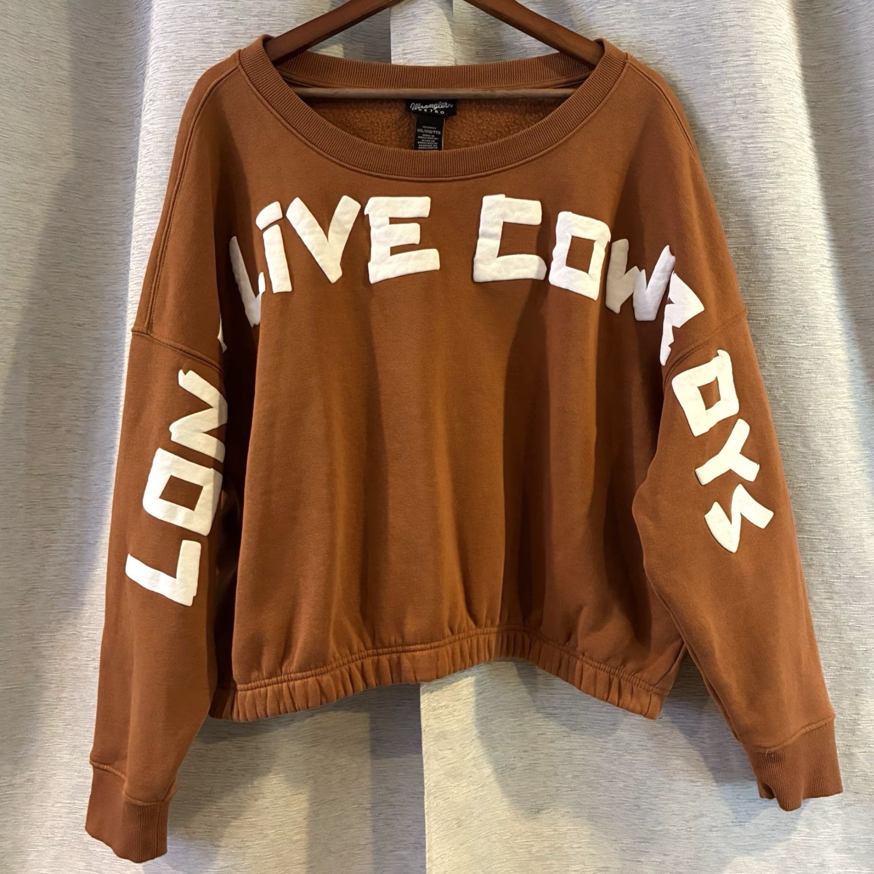 Wrangler Wrangler Retro Long Live Cowboys Crewneck Sweatshirt 2XL Beige Raglan Sleeve Oversized Pullover Women Casual Winter Vintage: No Size XXL / US 16-18 / IT 52-54 - 2 Thumbnail