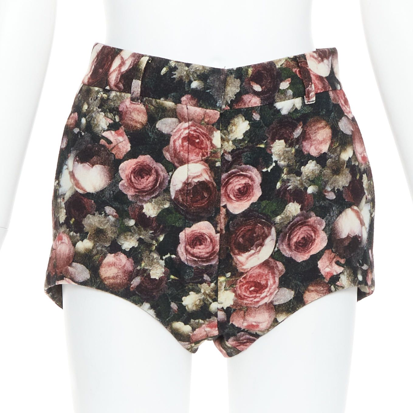 Givenchy GIVENCHY Tisci 2013 black pink rose floral print high cut shorts Size 27" / US 4 / IT 40 - 1 Thumbnail
