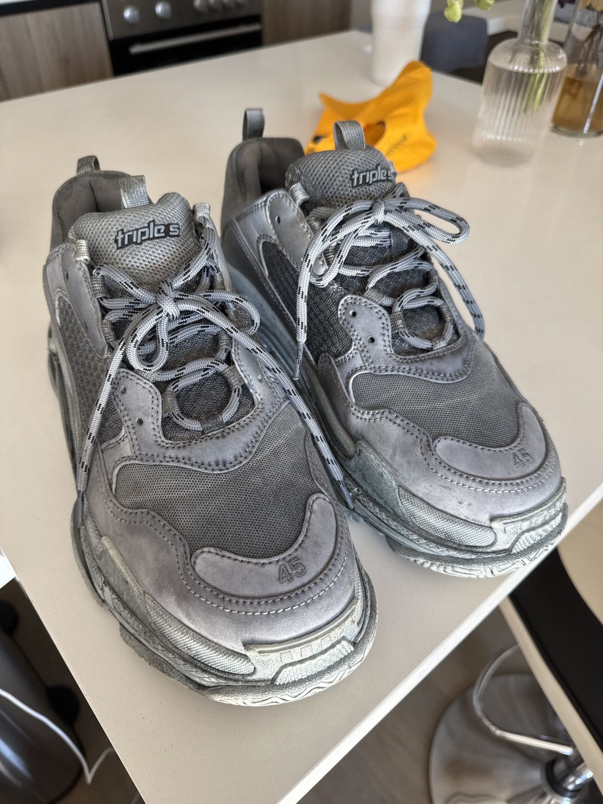 Balenciaga Balenciaga Triple S grey distressed sneakers Size US 12 / EU 45 - 2 Thumbnail