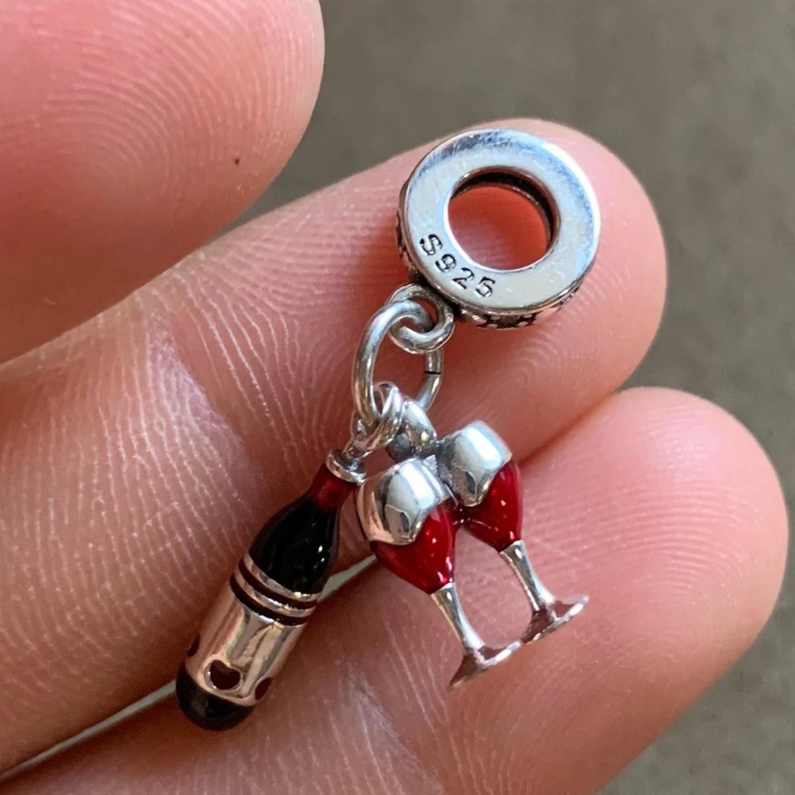 Other NWOT Red Wine & Glasses Dangle Charm Sterling Silver 925 Size ONE SIZE - 5 Thumbnail
