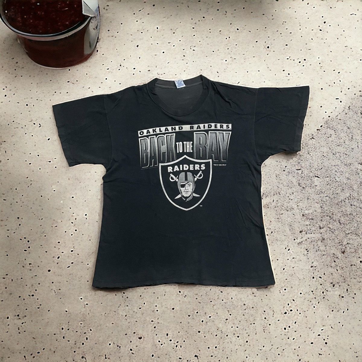 image of Oakland Raiders x Salem Vintage 90’S Disstresed Okland Riders 1995 Nflp in Black, Men's (Size XL)