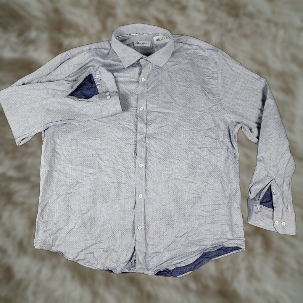 Robert Graham VINTAGE Robert Graham Shirt Mens Size 18 Blue Dress Shirt Long Sleeve Button Up Non-Iron Pockets 100% Cotton Mens Size 48R - 1 Thumbnail