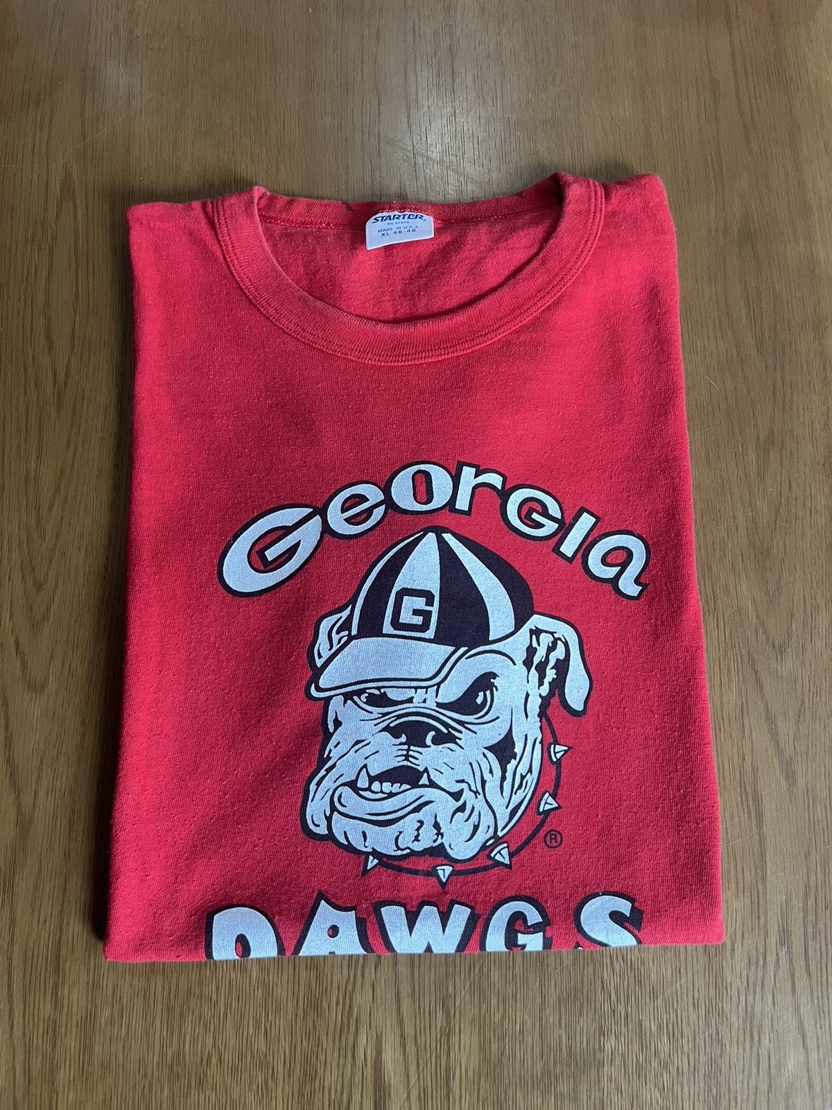 Starter Vintage Georgia DAWGS 80’s Team STARTER Tshirt Size US XL / EU 56 / 4 - 1 Thumbnail