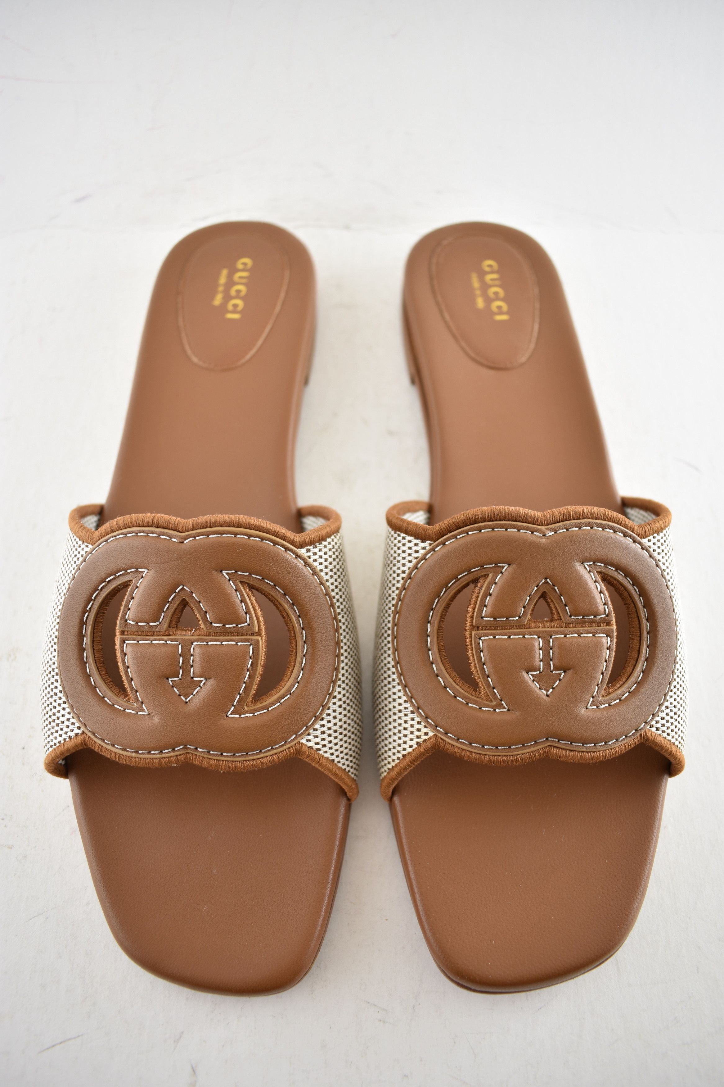 Gucci Gucci GG Interlocking Logo Brown Flat Slide Sandal 42 Size US 12 / IT 42 - 12 Thumbnail