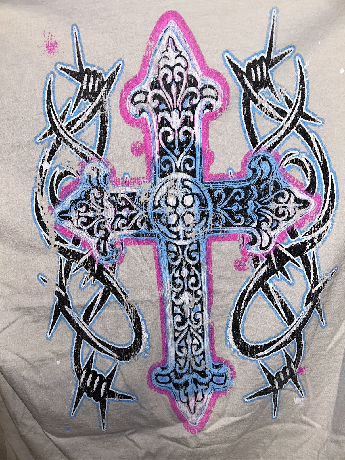 Other TDK Vintage heavy 100% cotton cream shirt cross&prayer hands Size US XXL / EU 58 / 5 - 2 Thumbnail