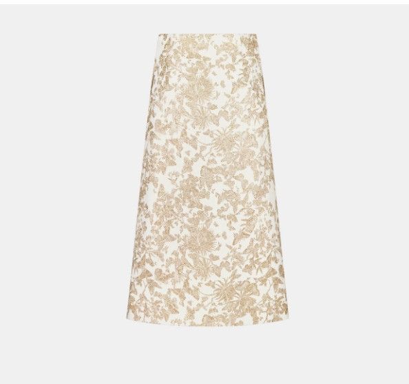 Dior o1w1db10225 411J43A93 Mid-Length Flared Skirt in Beige Size 26" / US 2 / IT 38 - 2 Thumbnail