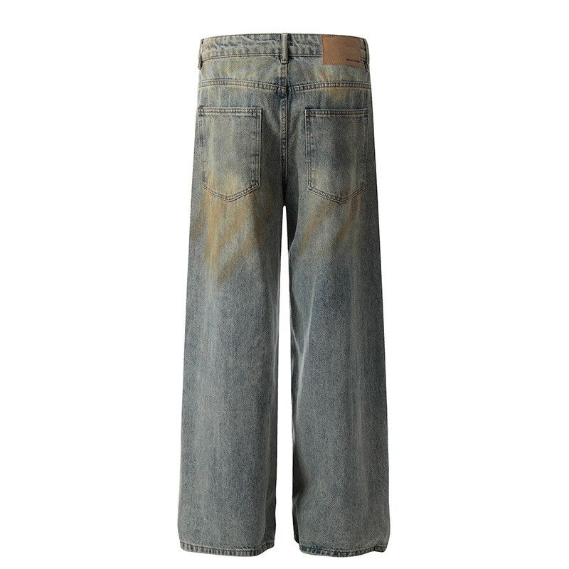 Vintage Men's Retro Street Loose Washed Distressed Straight Jeans Size US 32 / EU 48 - 2 Thumbnail