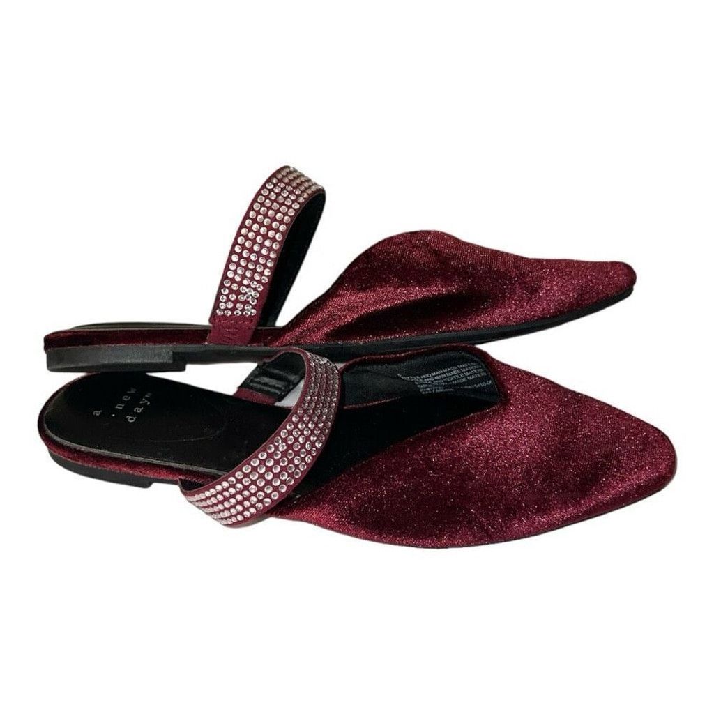 Other A New Day Burgundy Maxine Velvet Memory Foam Flat Mules Size US 6 / IT 36 - 5 Thumbnail