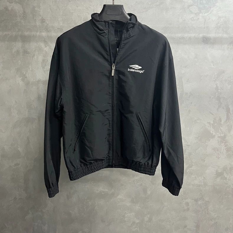 Balenciaga Balenciaga Black Solid Color Logo Printed Zipper Stand up C Size US XS / EU 42 / 0 - 1 Thumbnail