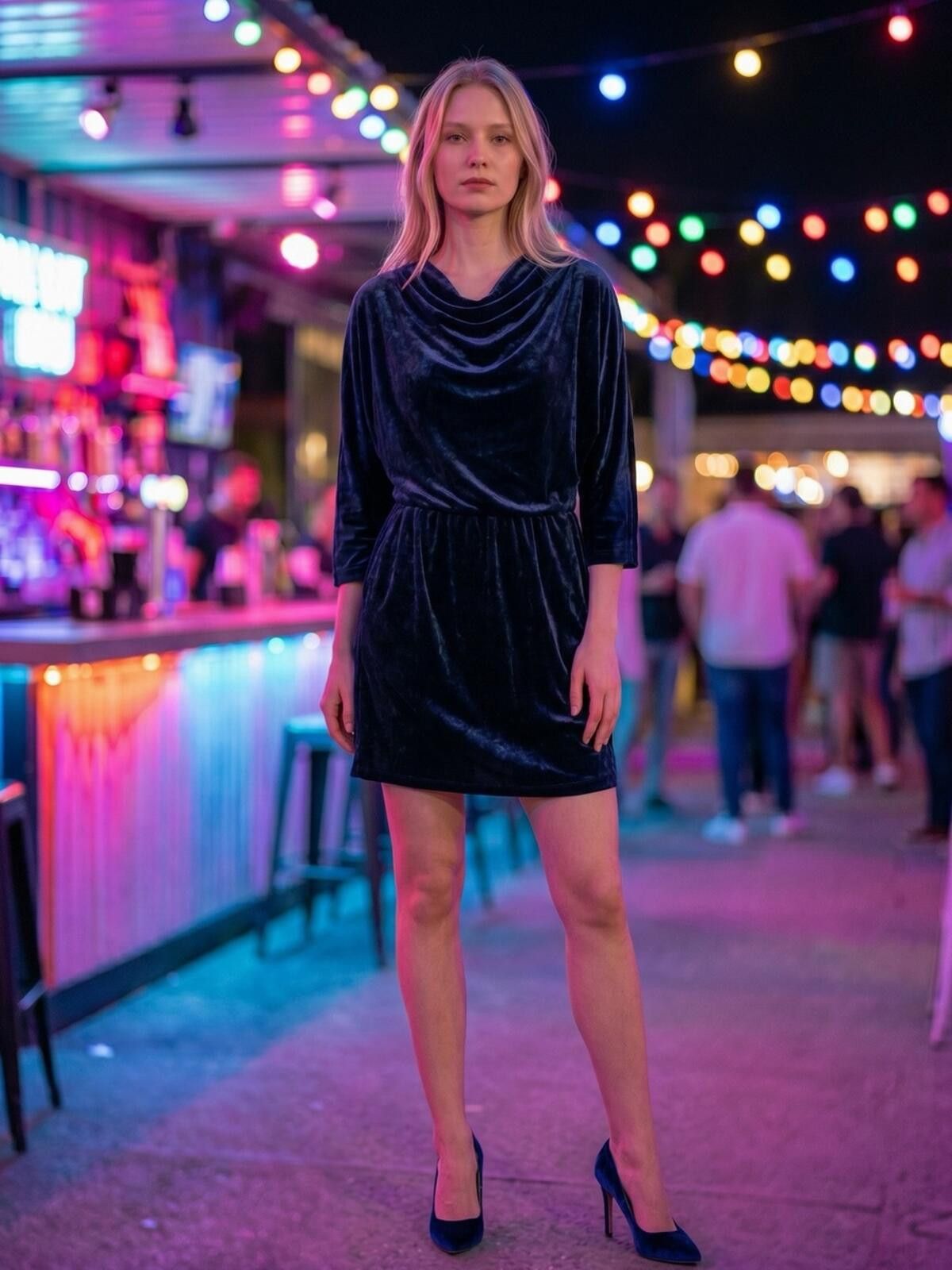 Alchemist A.L.C. Black/Blue Velvet Dress Size L / US 10 / IT 46 - 1 Thumbnail