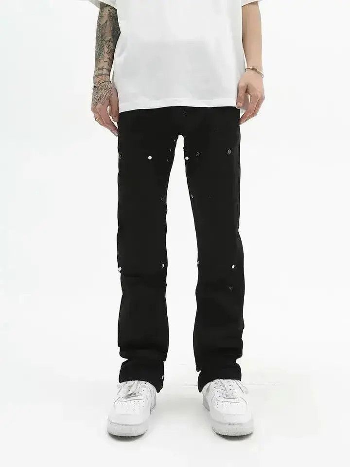 Japanese Brand 777 Black Streetwear Straight Jeans Pants Size US 34 / EU 50 - 2 Thumbnail