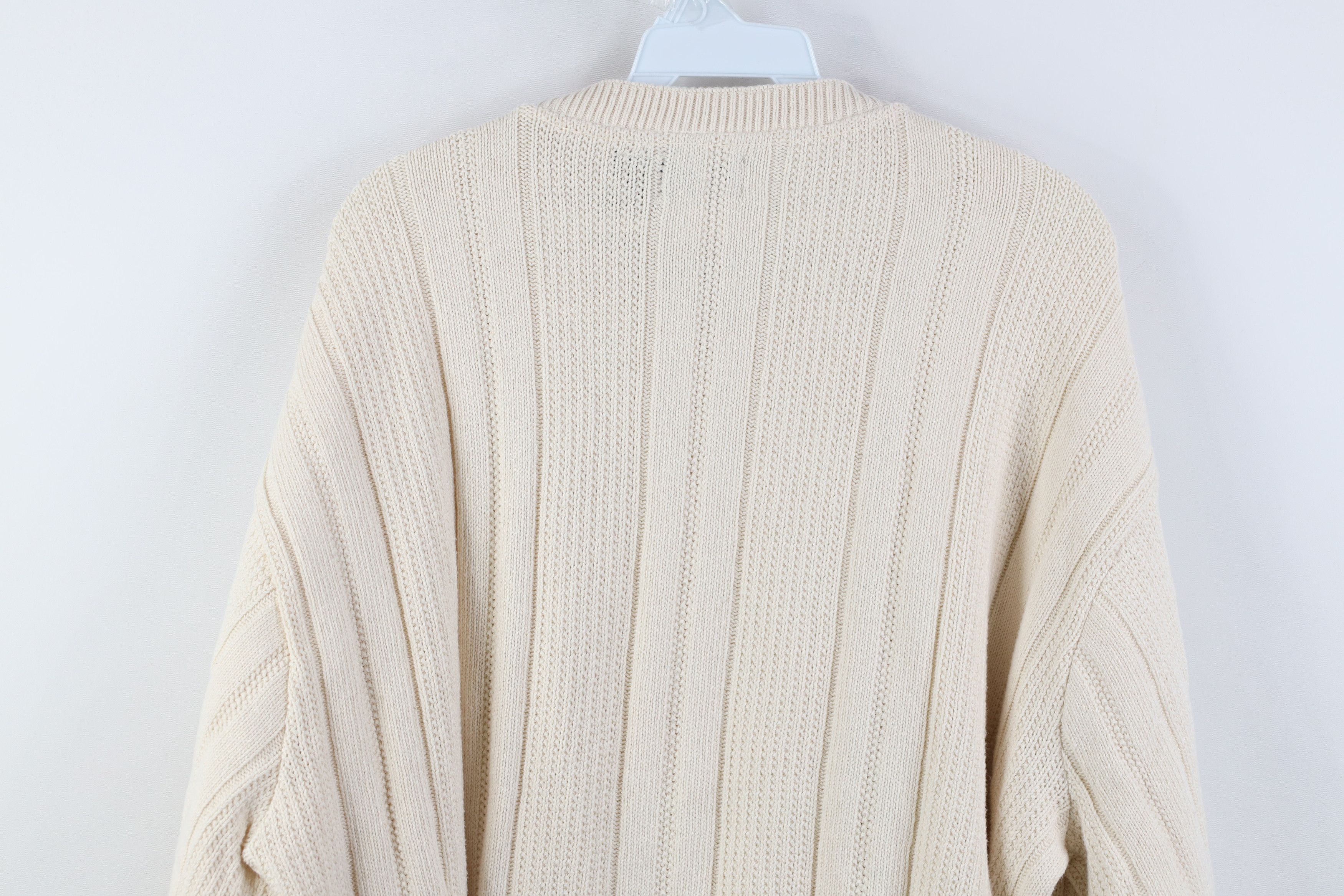 Vintage Vintage 90s Streetwear Ribbed Knit Crewneck Sweater Beige Size US XL / EU 56 / 4 - 9 Thumbnail