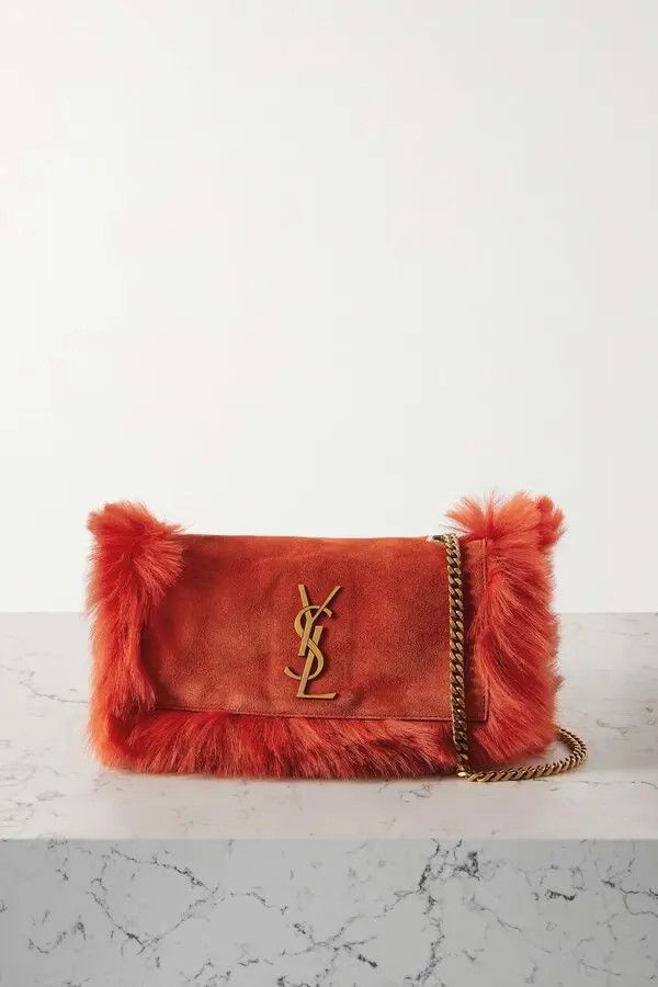 Saint Laurent Paris Small Kate YSL Logo Reversible Faux Fur Suede Shoulder Bag Size ONE SIZE - 1 Thumbnail