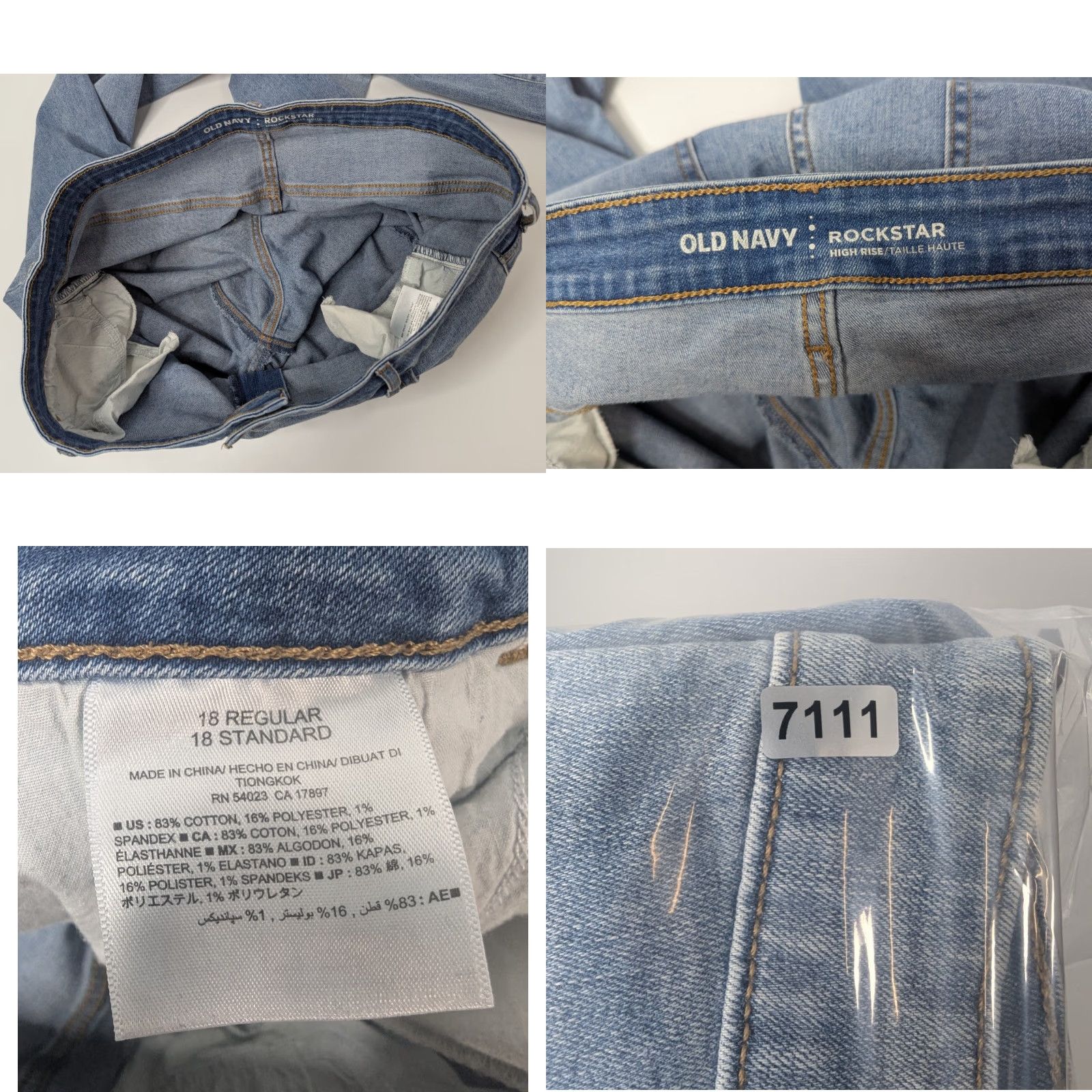 Old Navy Old Navy Rockstar Denim Jeans - High Rise Slim Fit 18 Plus Size Women’s Blue Cotton Stretch Denim Jeans Size 40" / US 18 - 8 Thumbnail