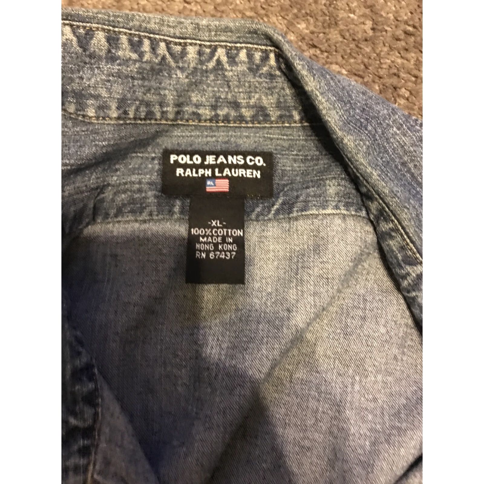 Ralph Lauren VINTAGE Polo Jeans Co. Ralph Lauren Shirt Mens XL Denim Blue Workshirt 90s Size US XL / EU 56 / 4 - 3 Thumbnail