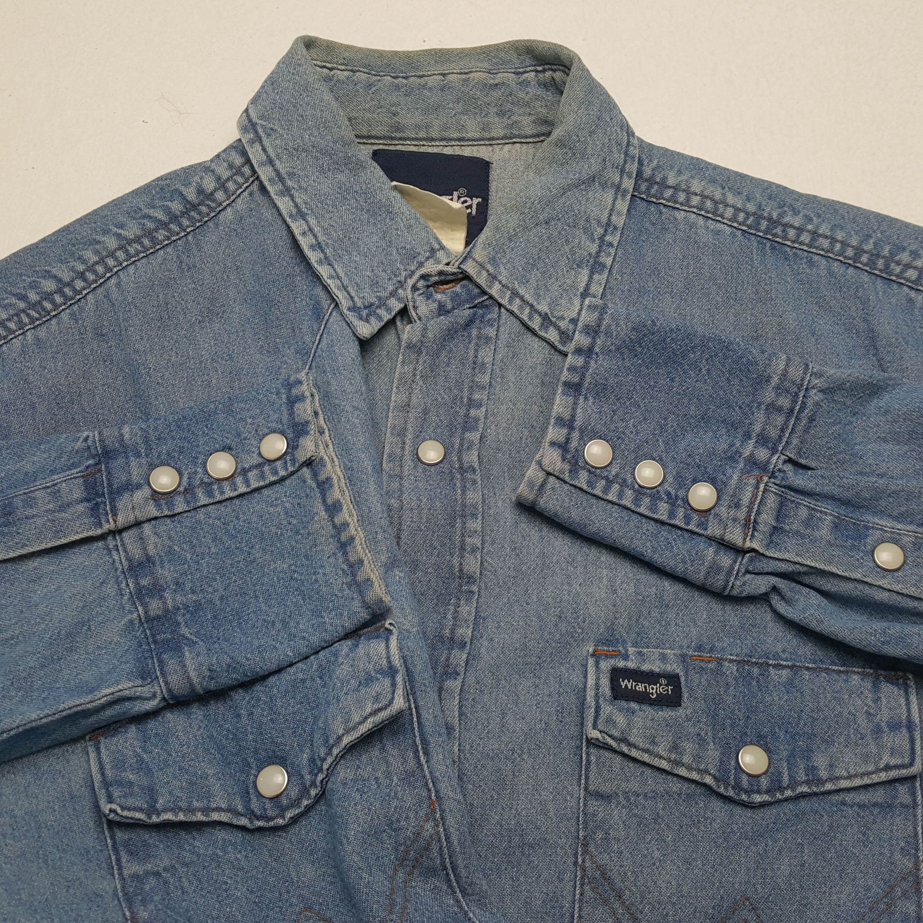Vintage × Wrangler WRANGLER Fashion Style Double Pocket Design Shirt Size US L / EU 52-54 / 3 - 7 Thumbnail