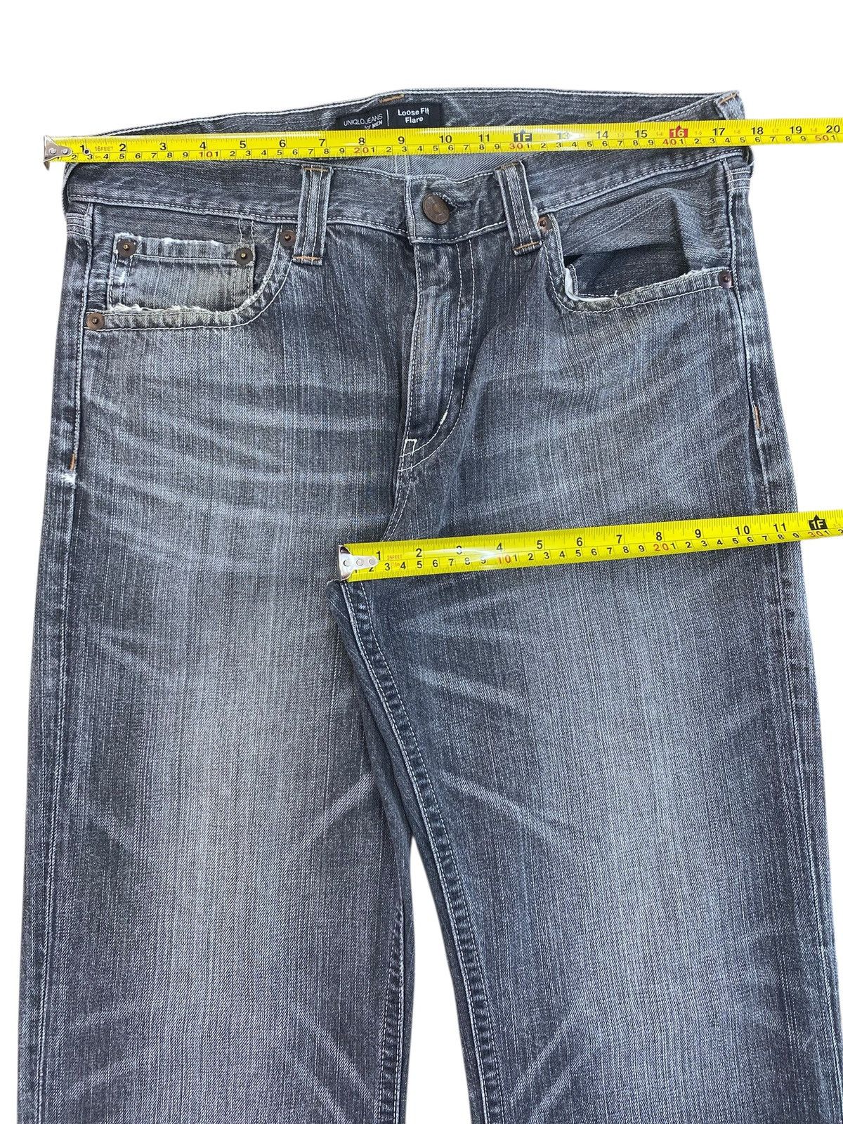 Uniqlo Uniqlo Black Faded Wash Style Loose Fit Flare Jeans Size US 36 / EU 52 - 5 Thumbnail