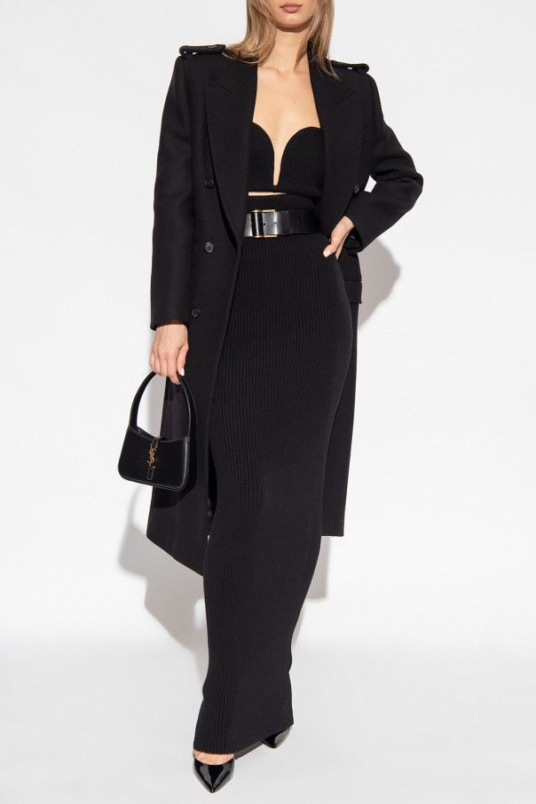 o1b1hav110724 Long Double-Breasted Officer Coat in Black