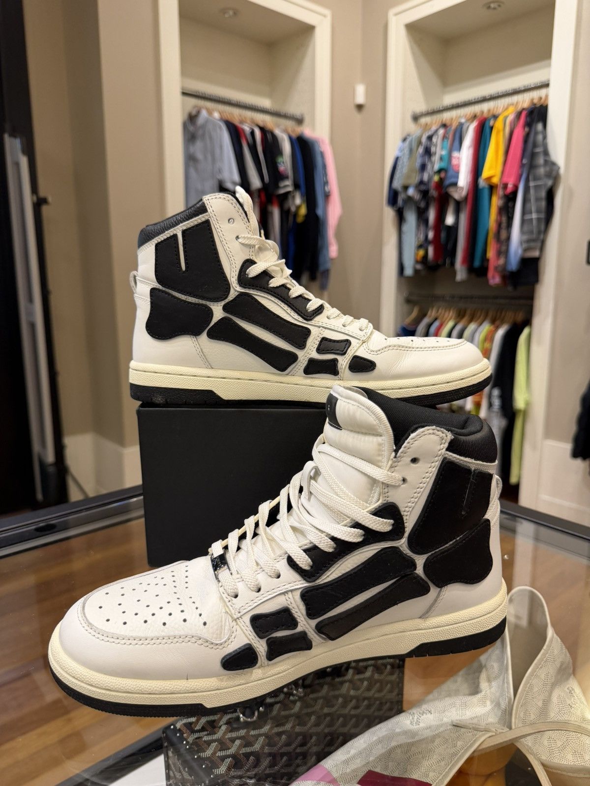 Amiri Amiri Skel Top High Sneakers - White Black Size US 10 / EU 43 - 4 Thumbnail