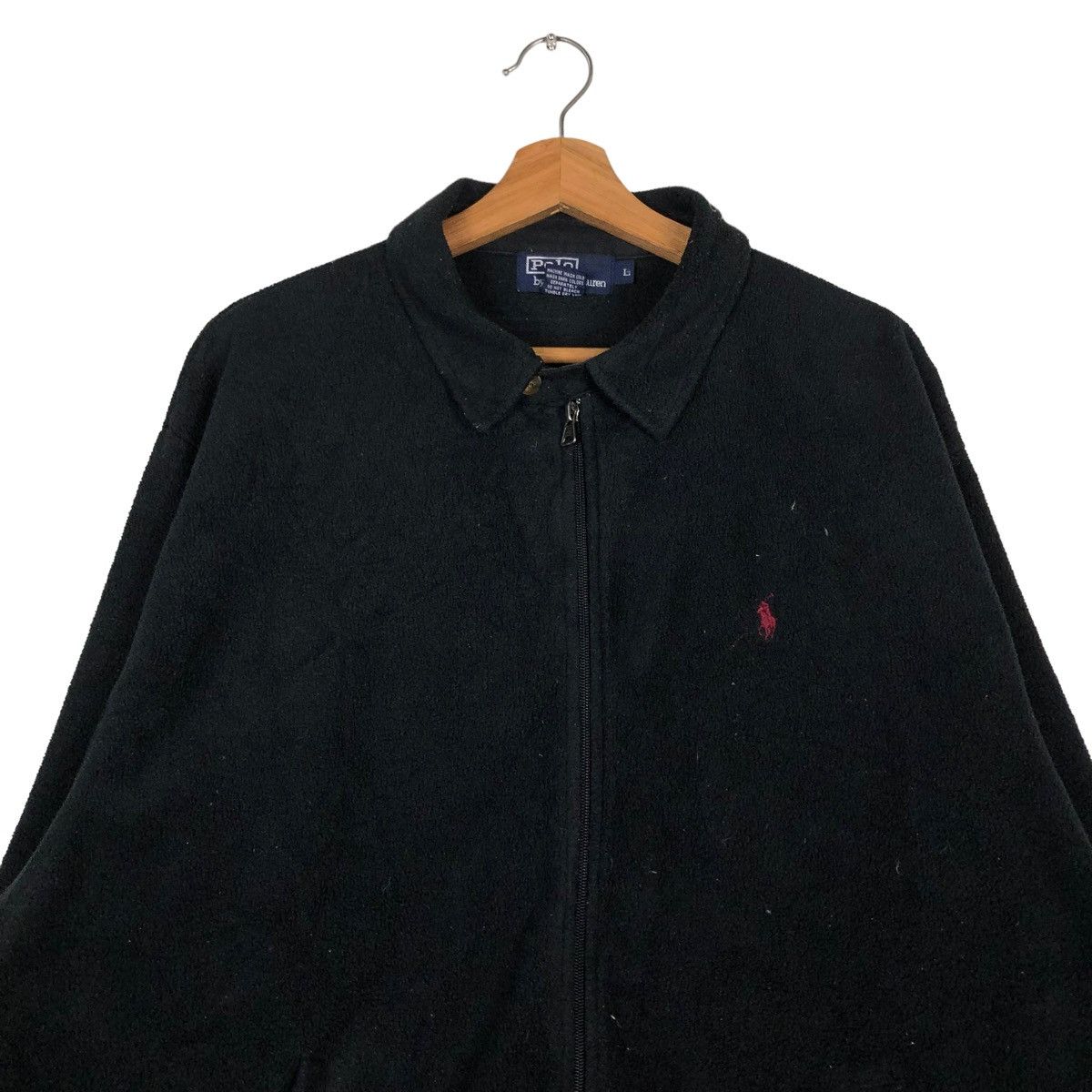 Polo Ralph Lauren 🔥BLACK VINTAGE FLEECE JACKET ZIPPER POLO RALPH LAUREN Size US L / EU 52-54 / 3 - 3 Thumbnail